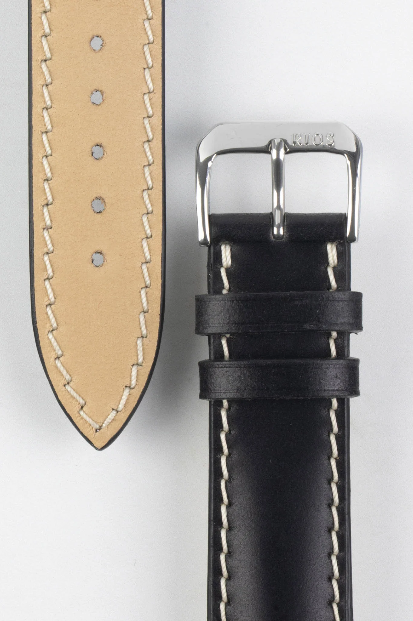 RIOS1931 NEW YORK Shell Cordovan Leather Watch Strap in BLACK - Image 3