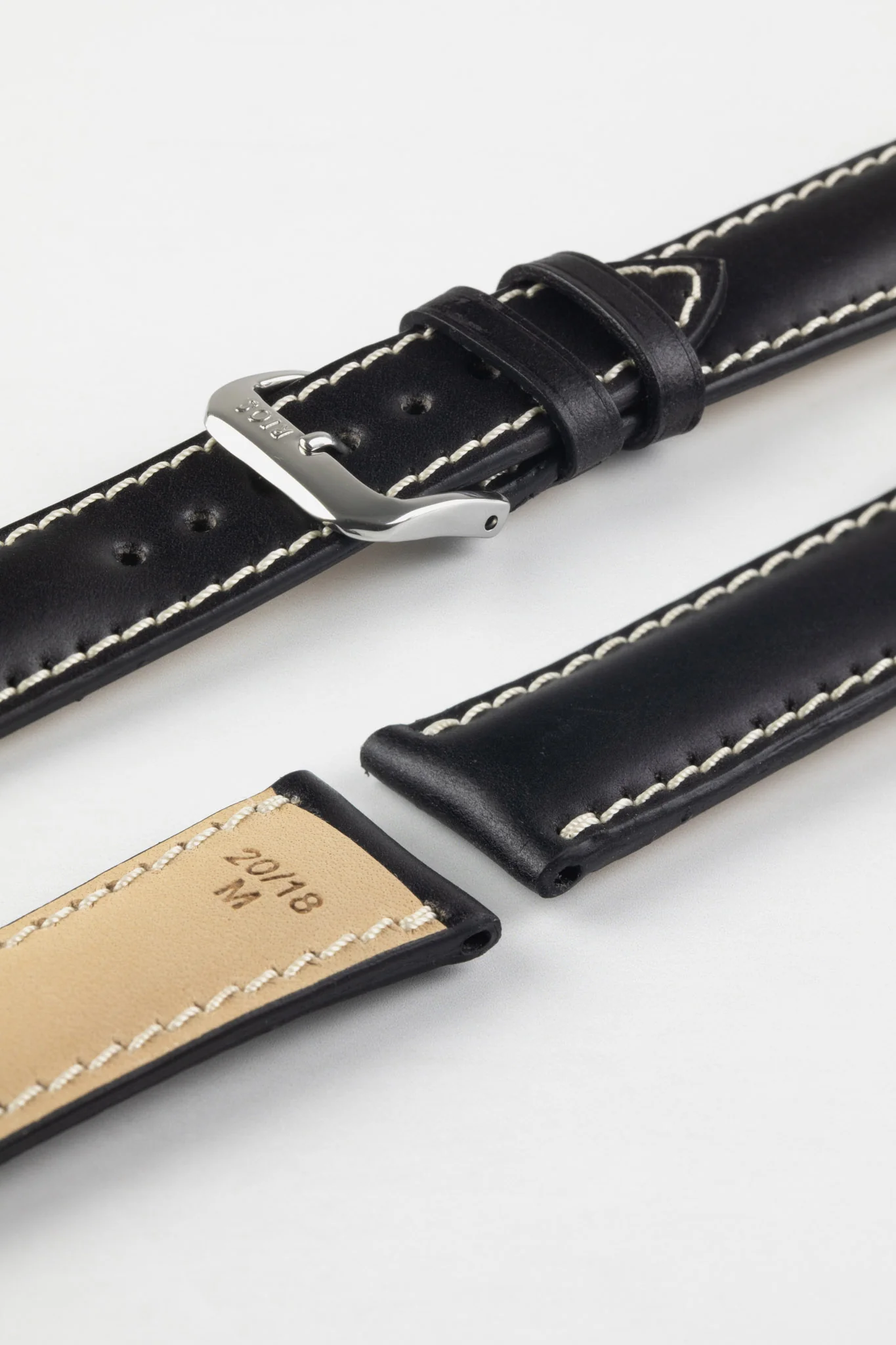 RIOS1931 NEW YORK Shell Cordovan Leather Watch Strap in BLACK - Image 5