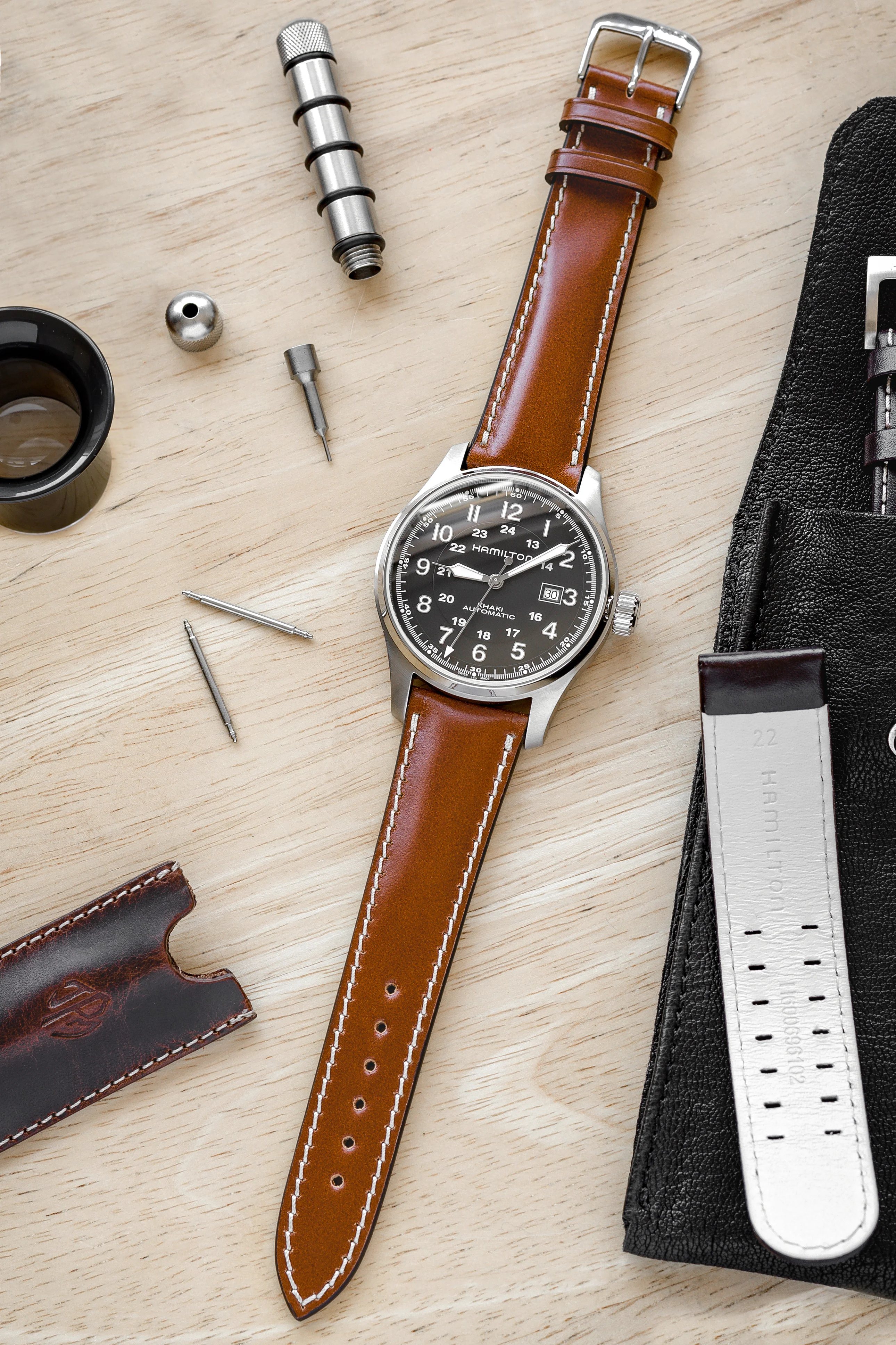 RIOS1931 NEW YORK Shell Cordovan Leather Watch Strap in COGNAC - Image 3