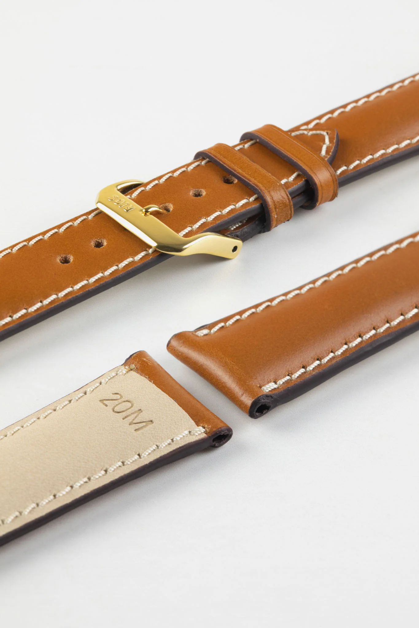 RIOS1931 NEW YORK Shell Cordovan Leather Watch Strap in HONEY - Image 7