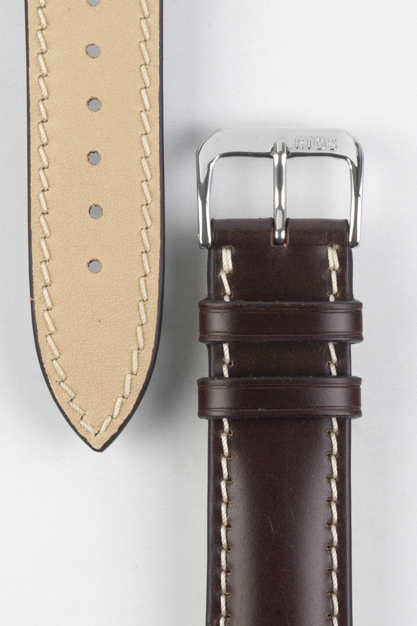 RIOS1931 NEW YORK Shell Cordovan Leather Watch Strap in MOCHA - Image 4