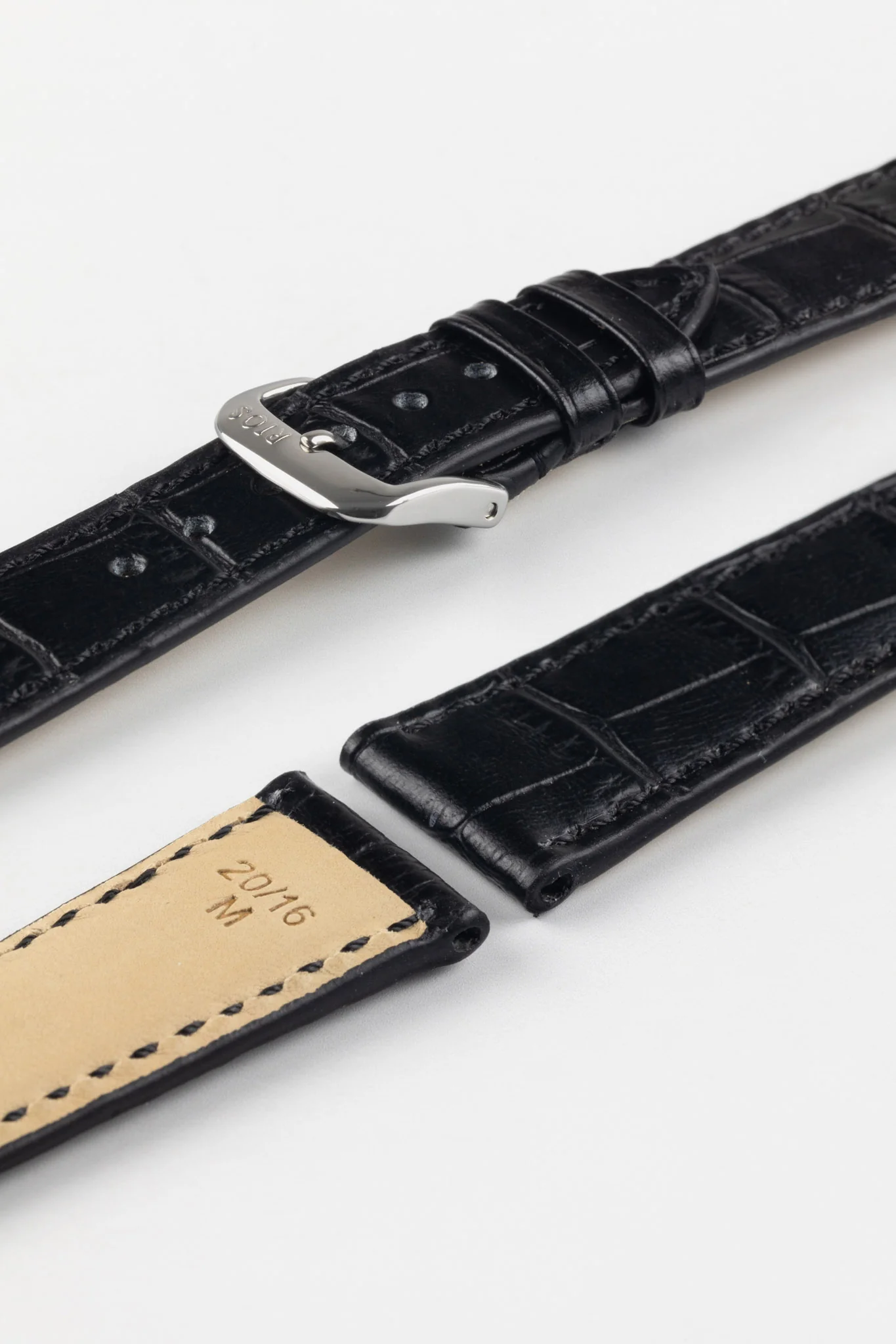 RIOS1931 ORLANDO Alligator-Embossed Leather Watch Strap in BLACK - Image 7