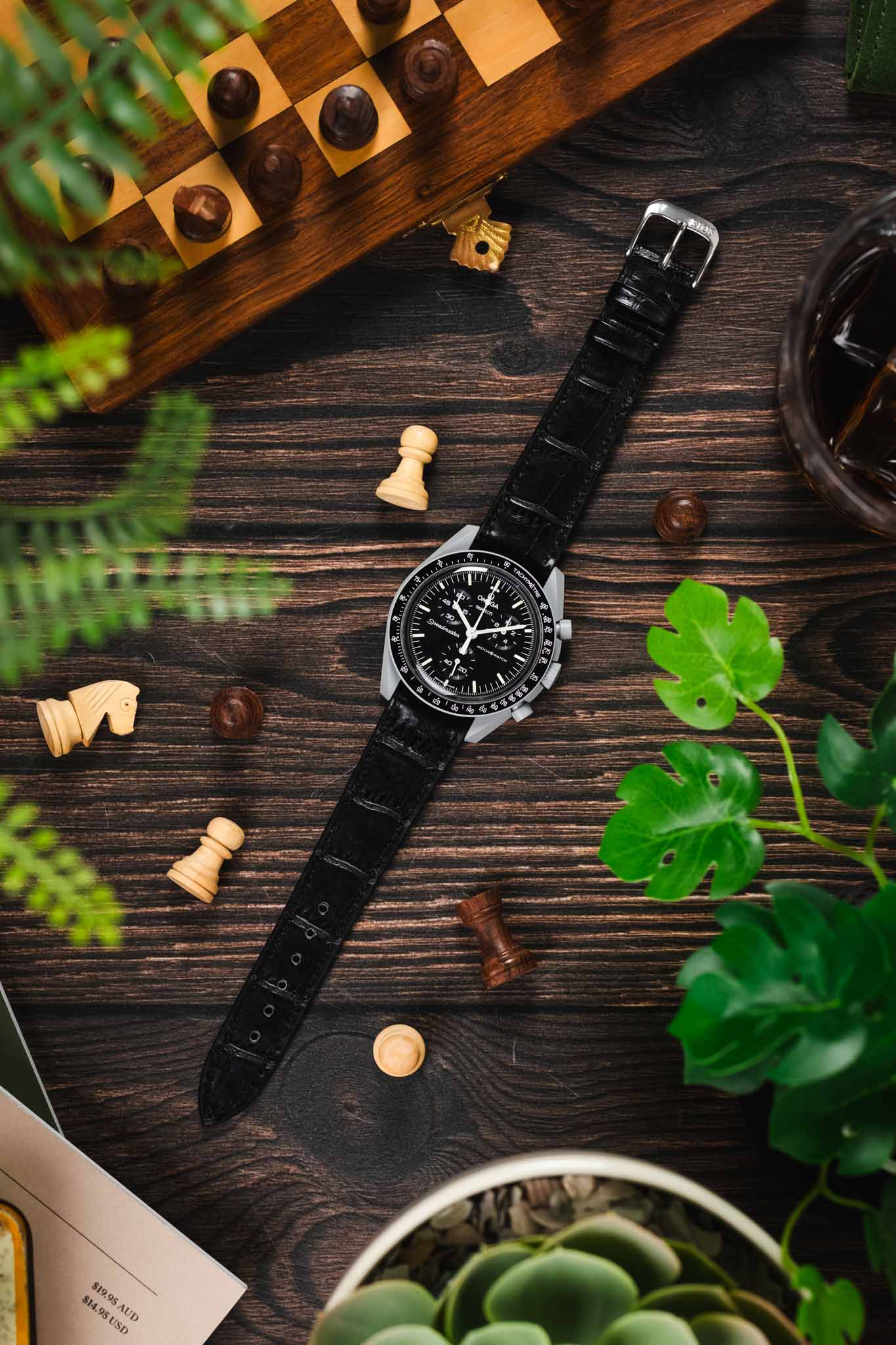 RIOS1931 ORLANDO Alligator-Embossed Leather Watch Strap in BLACK - Image 9