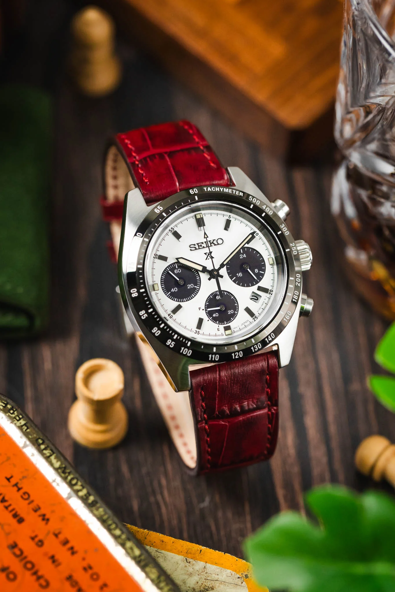 RIOS1931 ORLANDO Alligator-Embossed Leather Watch Strap in BURGUNDY - Image 4