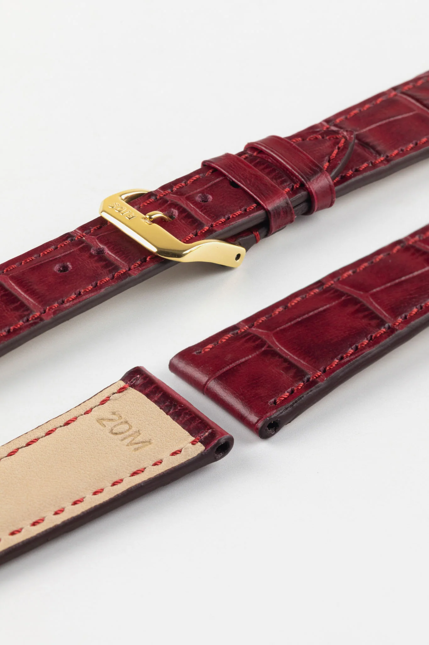 RIOS1931 ORLANDO Alligator-Embossed Leather Watch Strap in BURGUNDY - Image 8