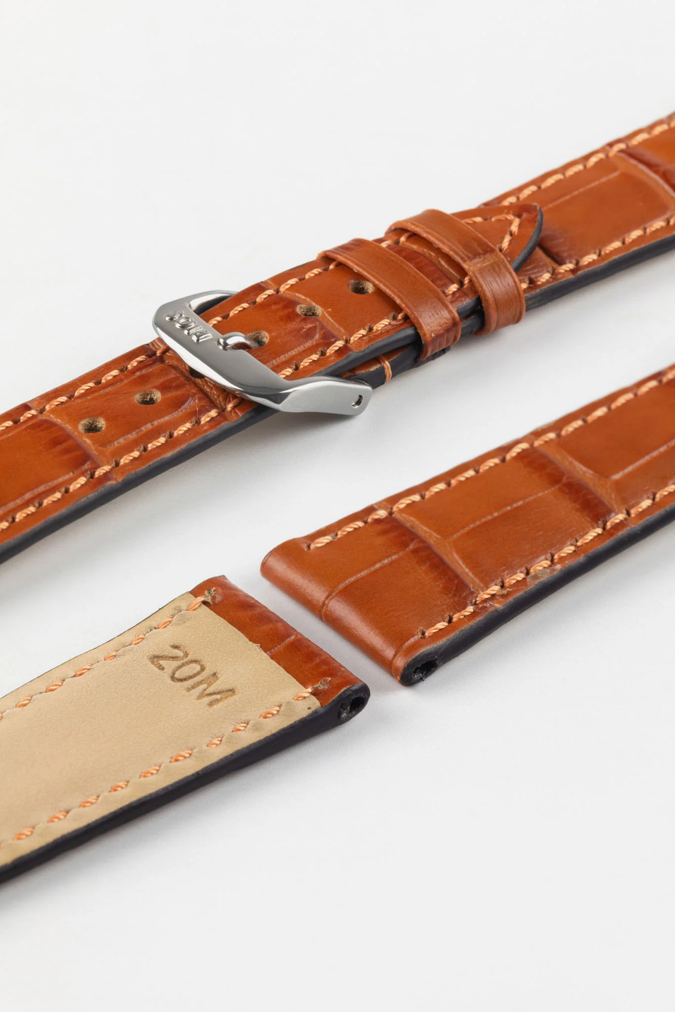 RIOS1931 ORLANDO Alligator-Embossed Leather Watch Strap in COGNAC - Image 7