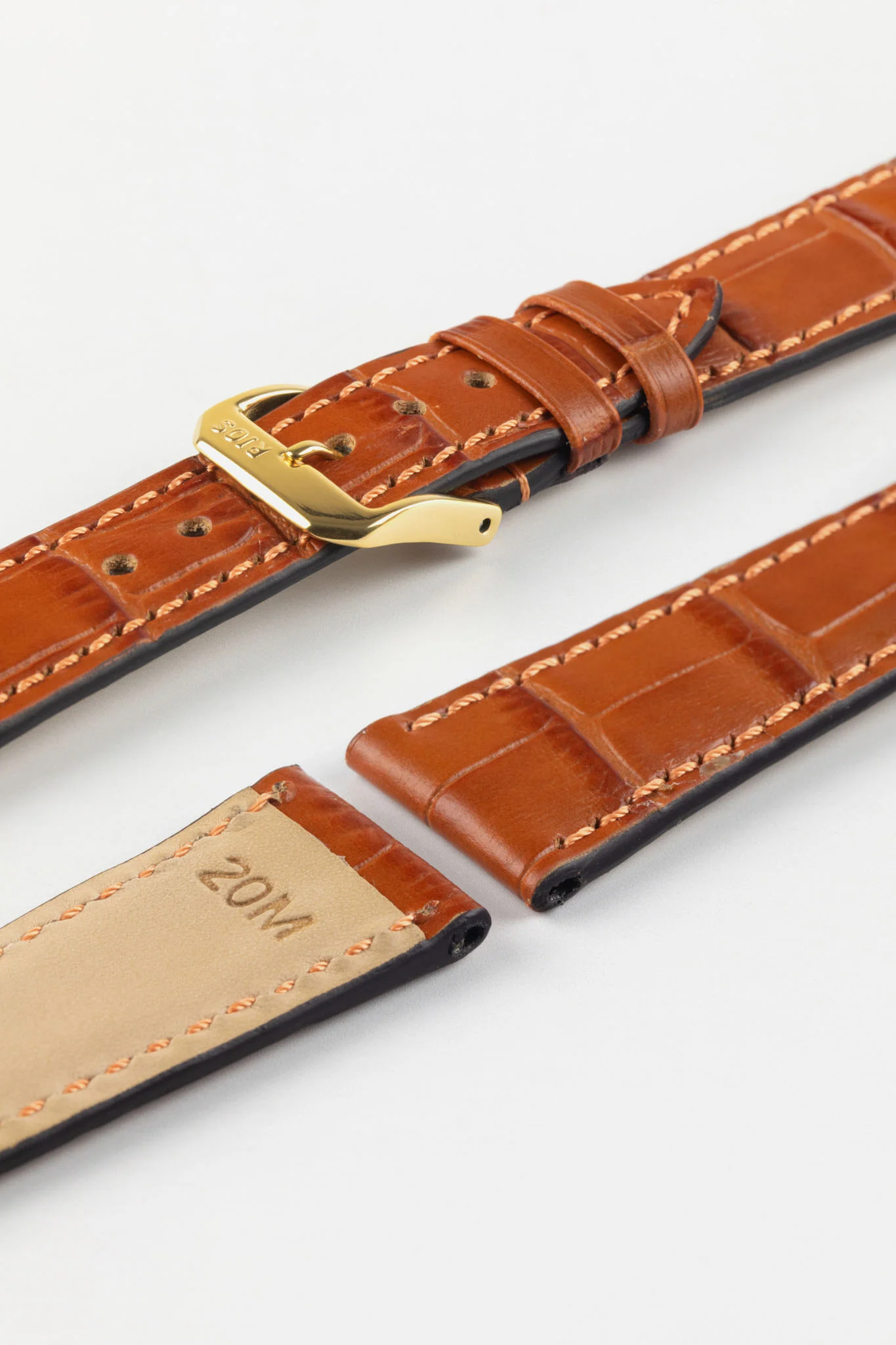 RIOS1931 ORLANDO Alligator-Embossed Leather Watch Strap in COGNAC - Image 8