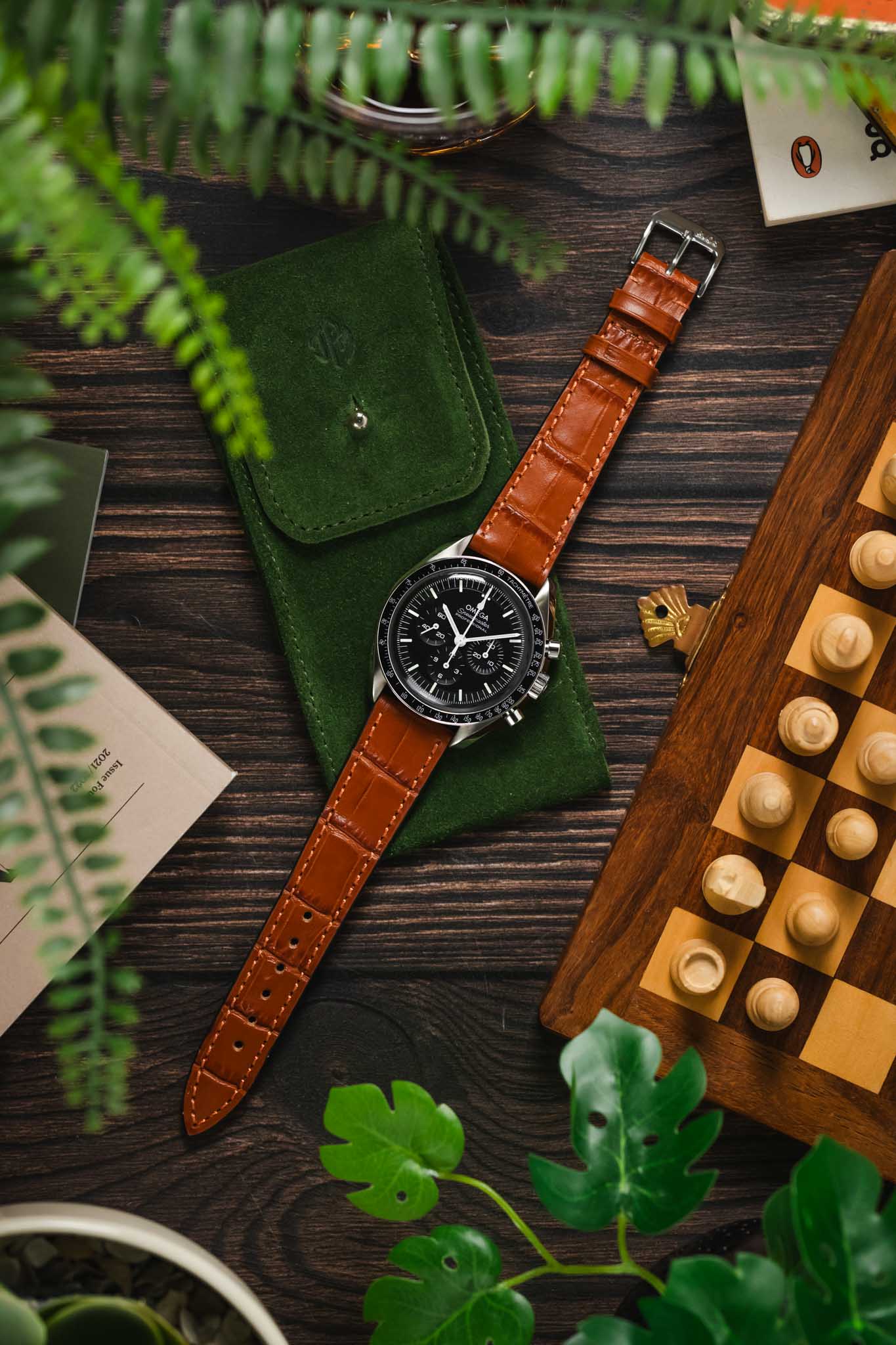 RIOS1931 ORLANDO Alligator-Embossed Leather Watch Strap in COGNAC - Image 9