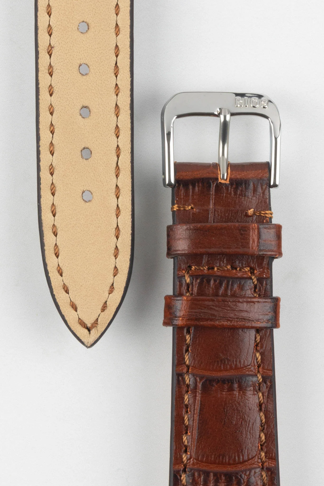 RIOS1931 ORLANDO Alligator-Embossed Leather Watch Strap in MAHOGANY - Image 3