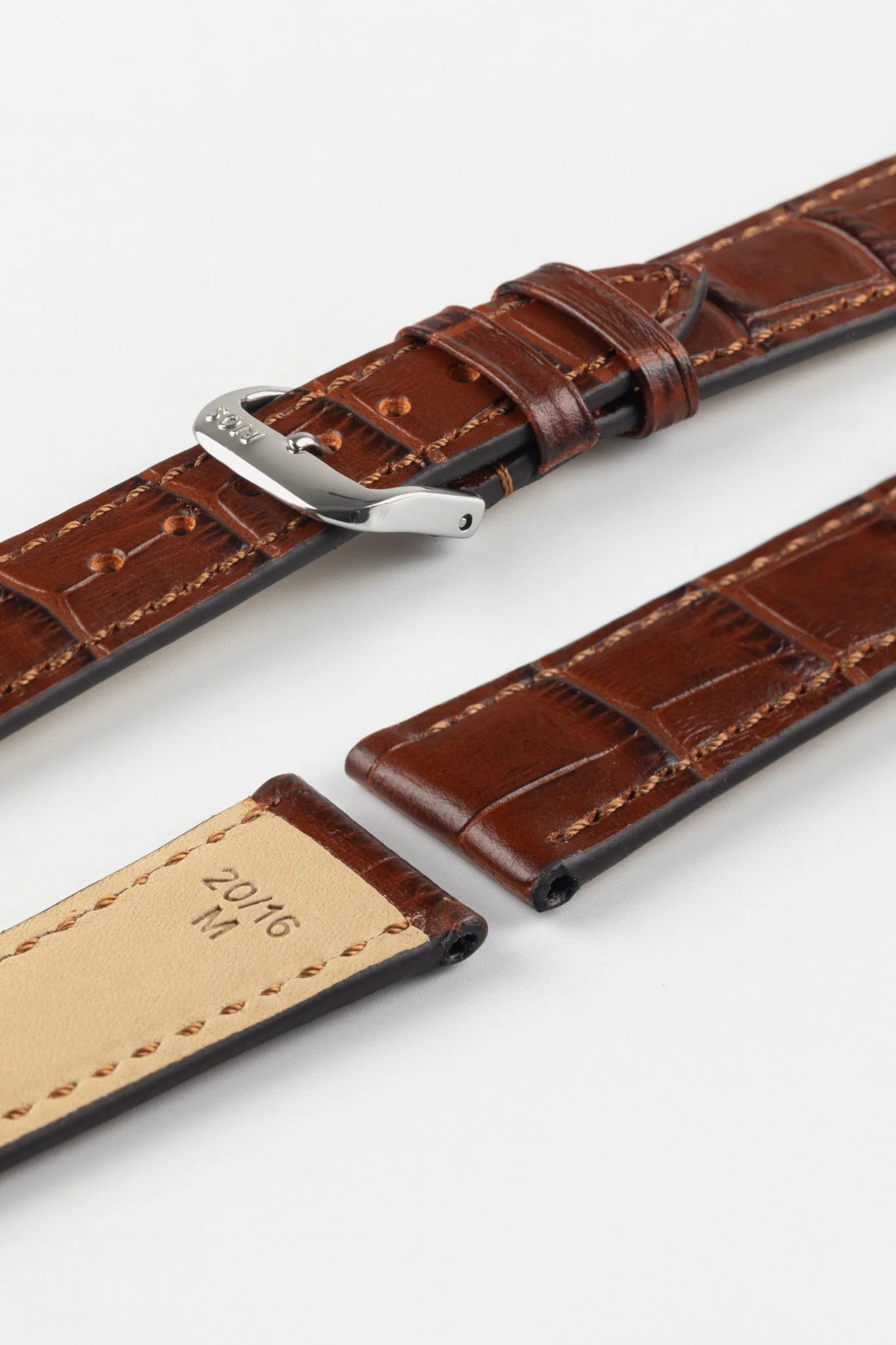 RIOS1931 ORLANDO Alligator-Embossed Leather Watch Strap in MAHOGANY - Image 7