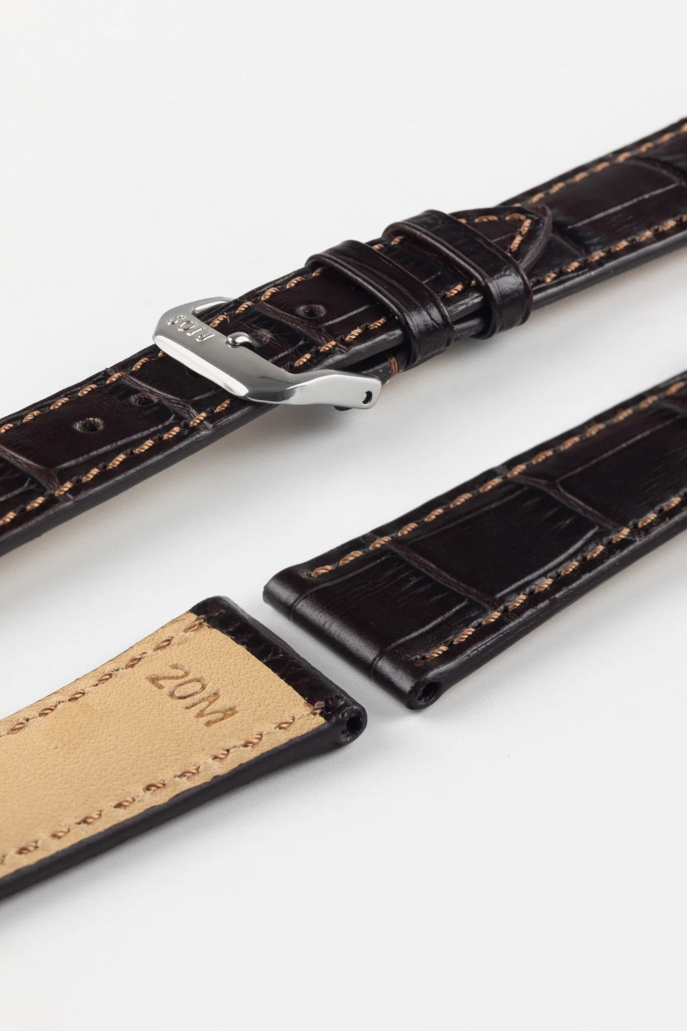 RIOS1931 ORLANDO Alligator-Embossed Leather Watch Strap in MOCHA - Image 7