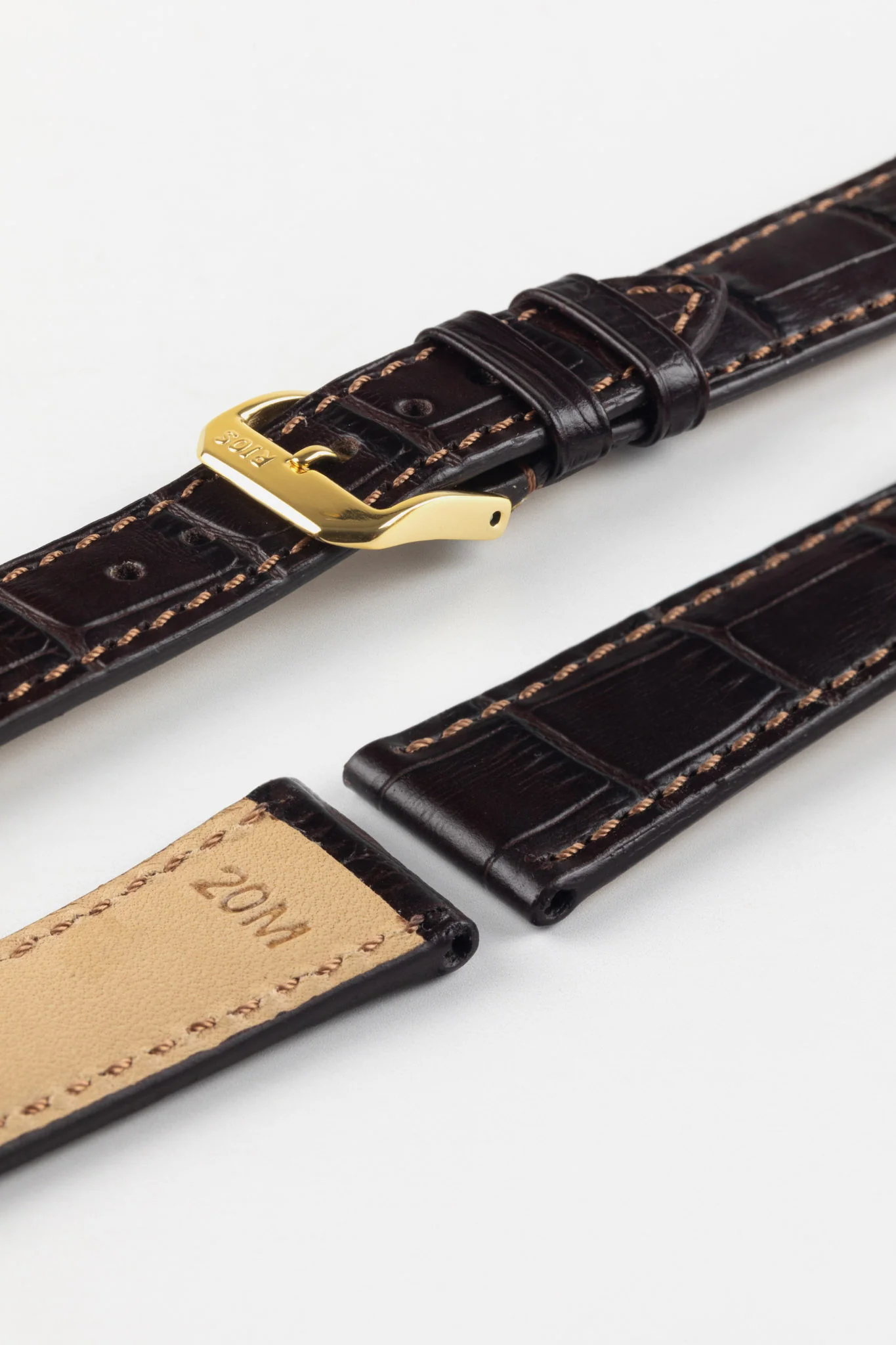 RIOS1931 ORLANDO Alligator-Embossed Leather Watch Strap in MOCHA - Image 8