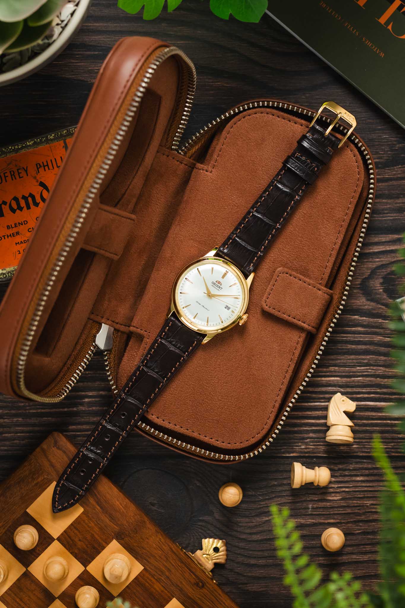 RIOS1931 ORLANDO Alligator-Embossed Leather Watch Strap in MOCHA - Image 9