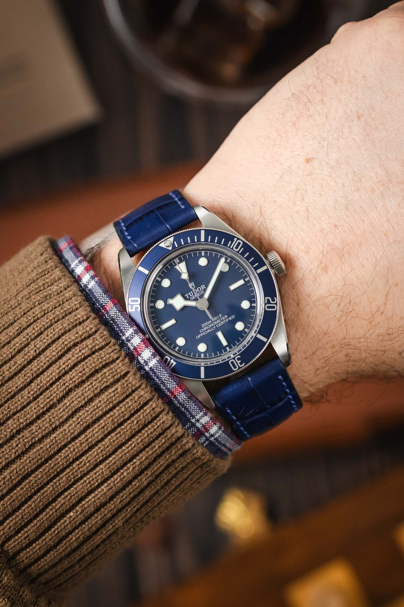 RIOS1931 ORLANDO Alligator-Embossed Leather Watch Strap in NAVY BLUE - Image 2