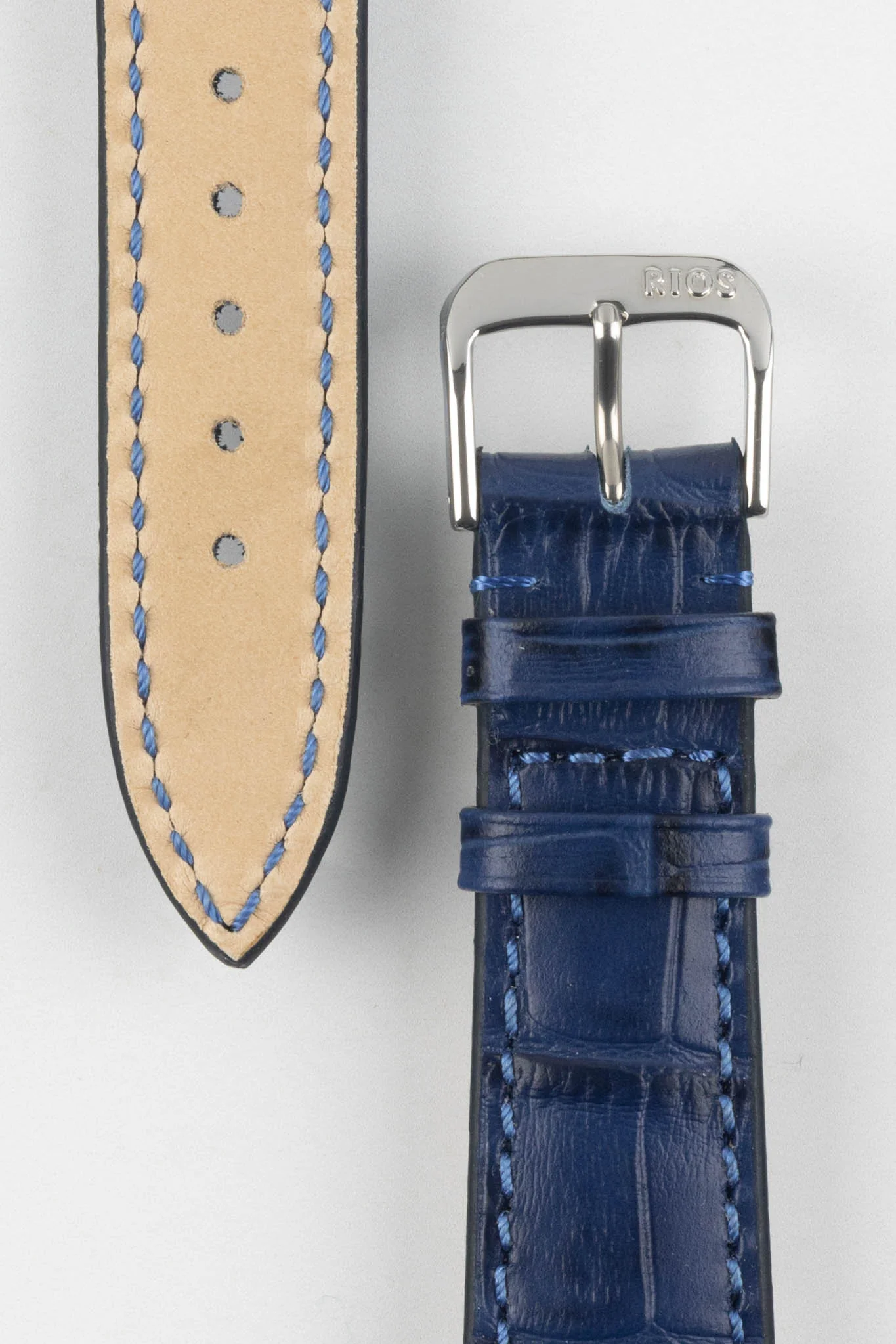 RIOS1931 ORLANDO Alligator-Embossed Leather Watch Strap in NAVY BLUE - Image 3