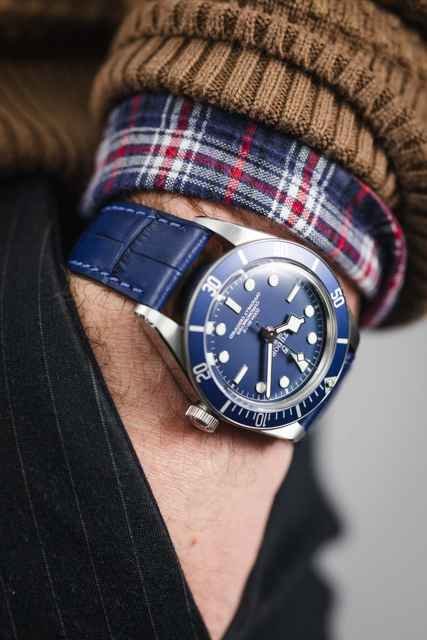 RIOS1931 ORLANDO Alligator-Embossed Leather Watch Strap in NAVY BLUE - Image 6
