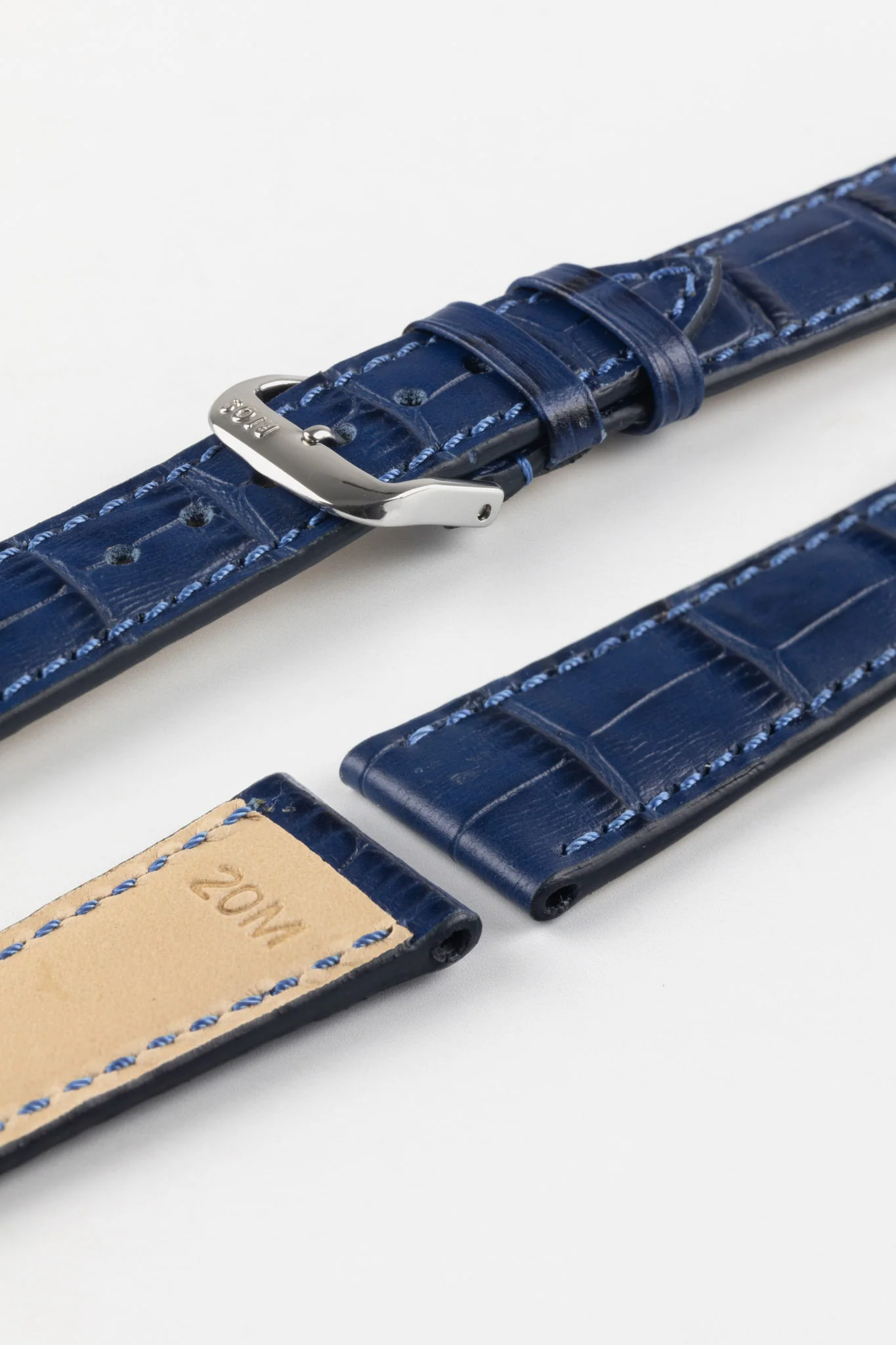 RIOS1931 ORLANDO Alligator-Embossed Leather Watch Strap in NAVY BLUE - Image 7