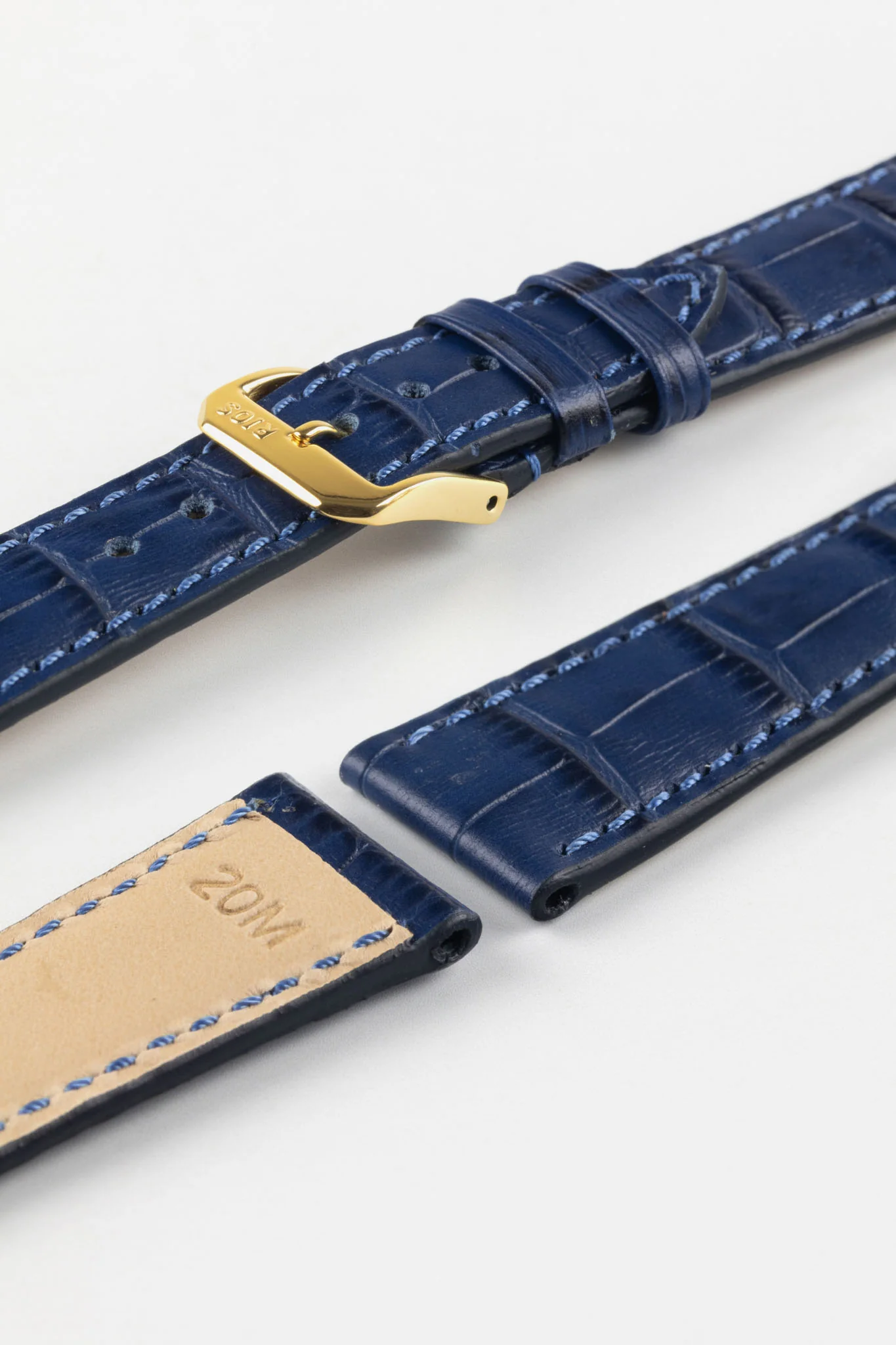 RIOS1931 ORLANDO Alligator-Embossed Leather Watch Strap in NAVY BLUE - Image 8