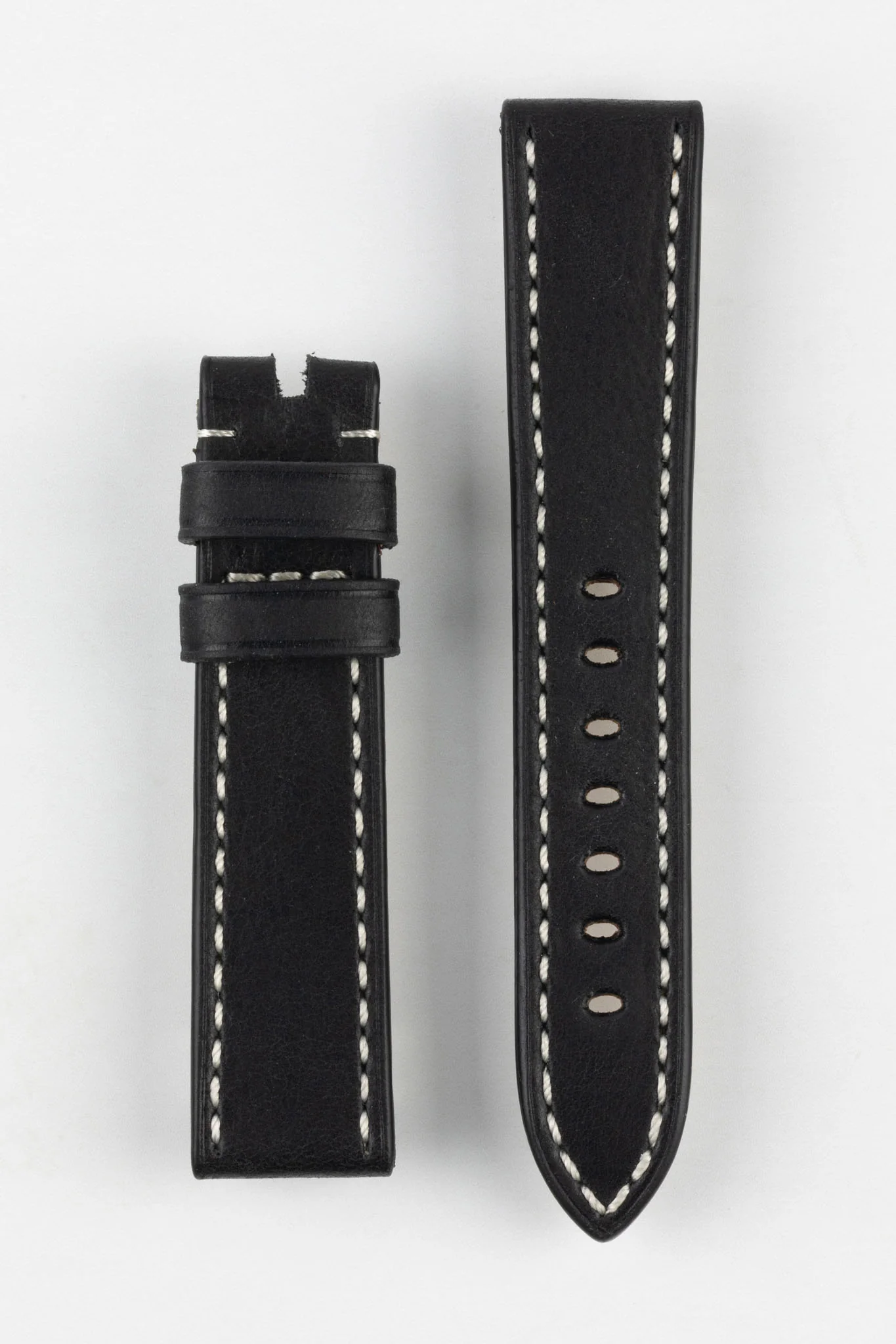 RIOS1931 OXFORD Flat-Padded Vintage Leather Watch Strap in BLACK - Image 18