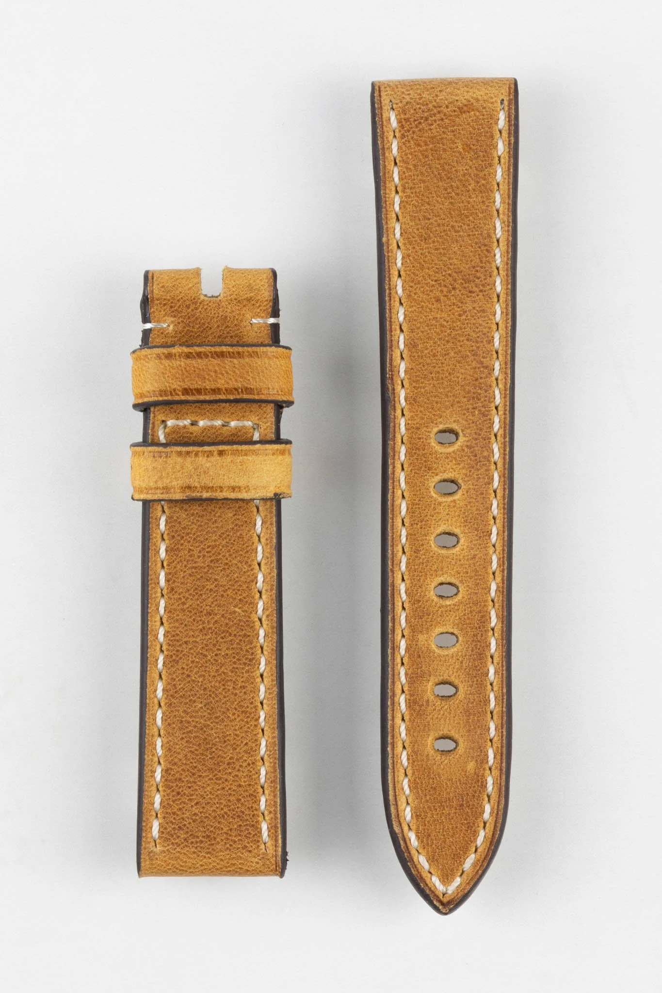 RIOS1931 OXFORD Flat-Padded Vintage Leather Watch Strap in HONEY - Image 18