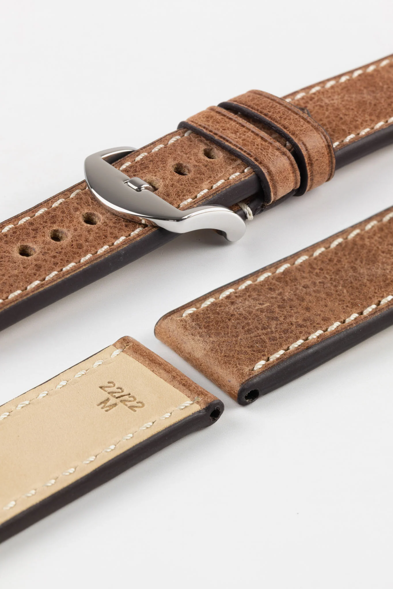 RIOS1931 OXFORD Flat-Padded Vintage Leather Watch Strap in MAHOGANY - Image 10
