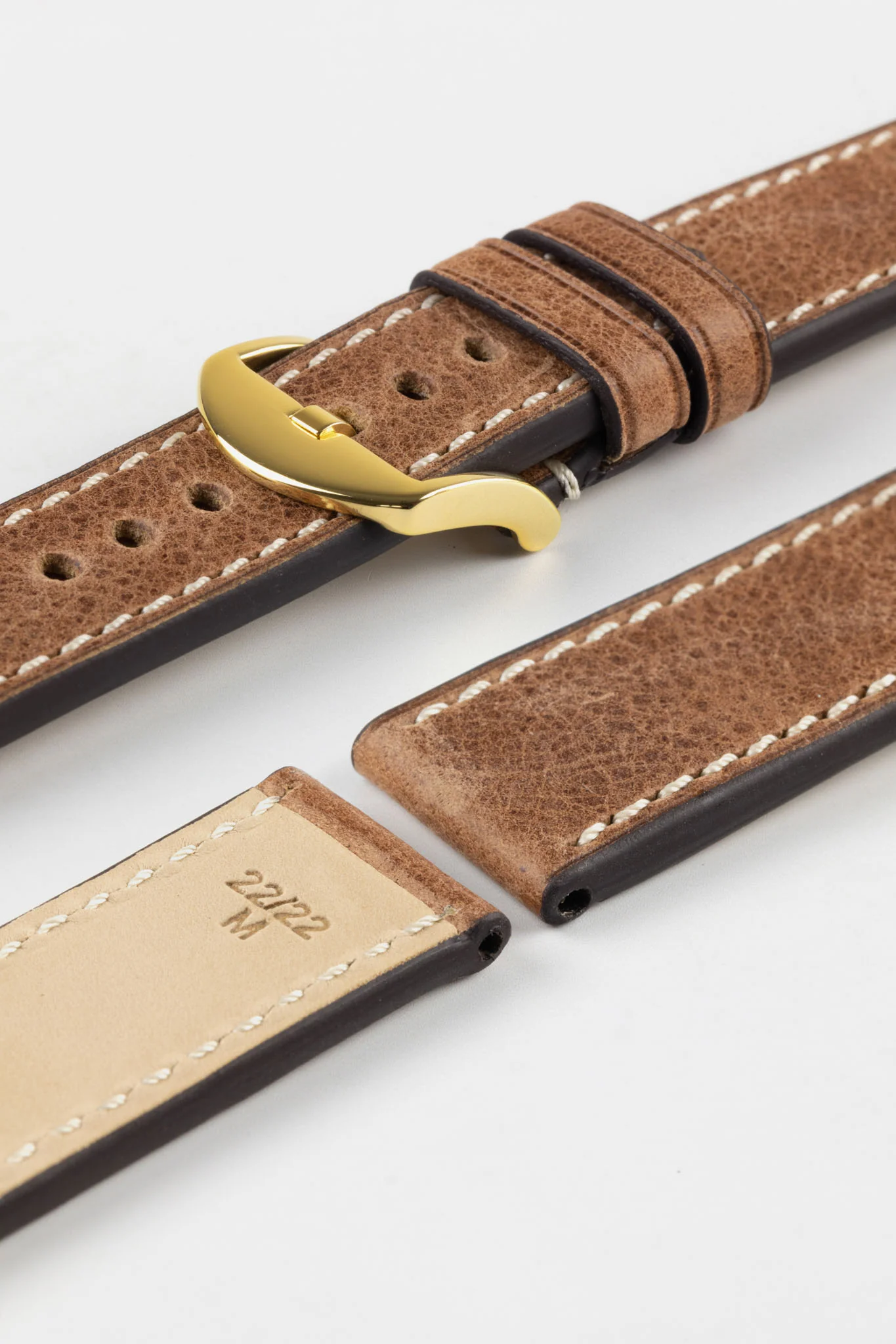 RIOS1931 OXFORD Flat-Padded Vintage Leather Watch Strap in MAHOGANY - Image 11