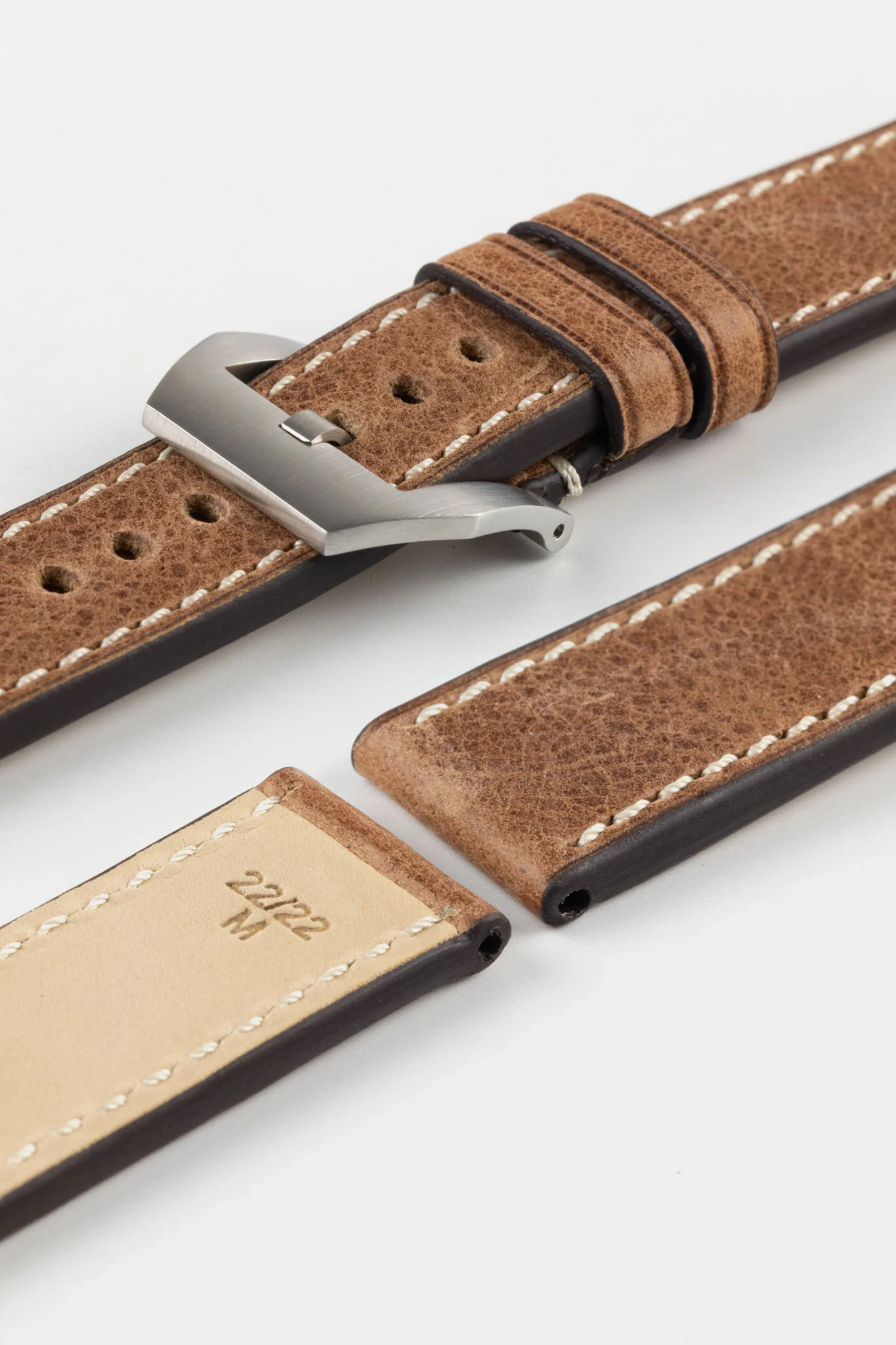 RIOS1931 OXFORD Flat-Padded Vintage Leather Watch Strap in MAHOGANY - Image 13