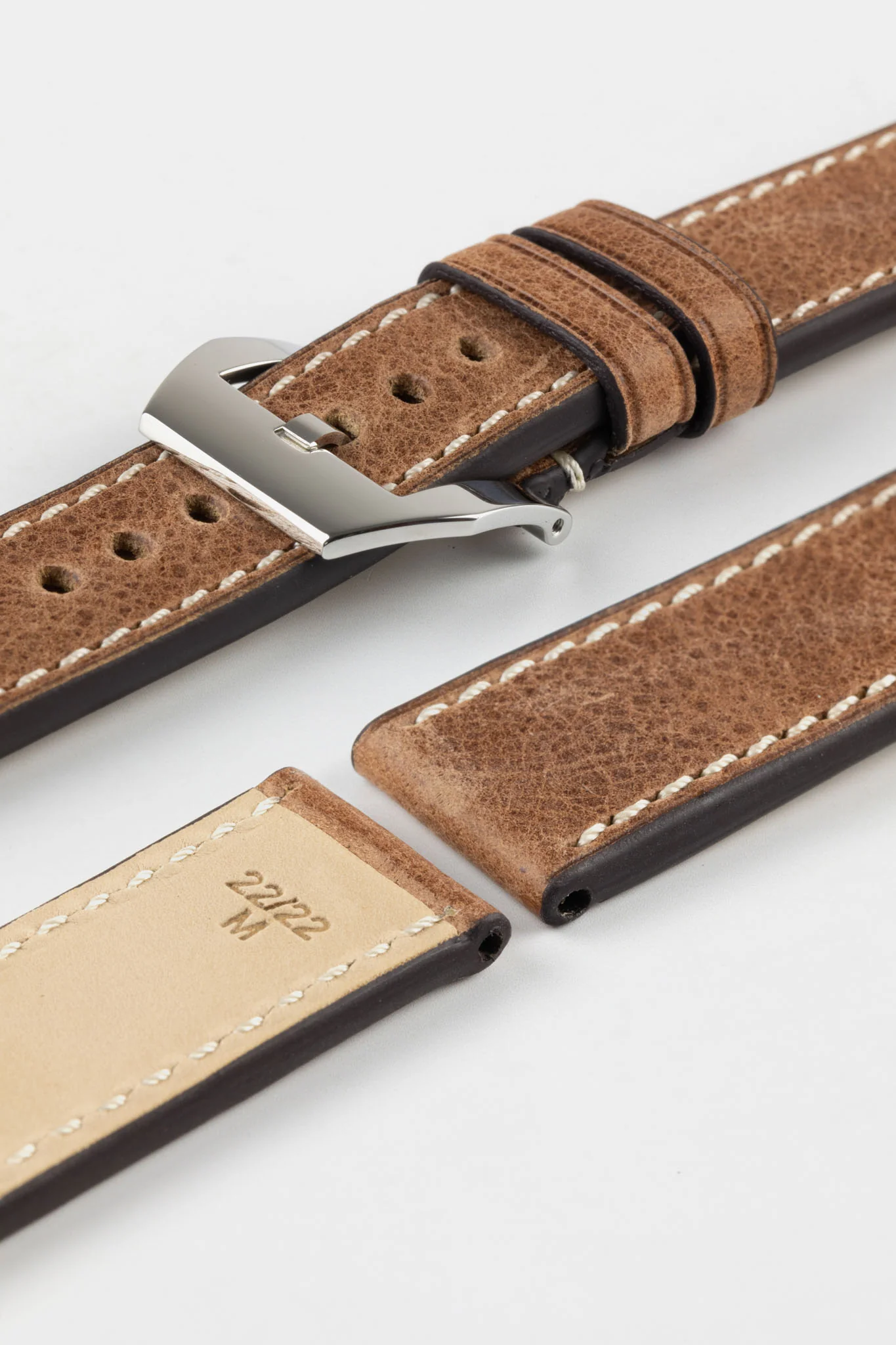 RIOS1931 OXFORD Flat-Padded Vintage Leather Watch Strap in MAHOGANY - Image 14