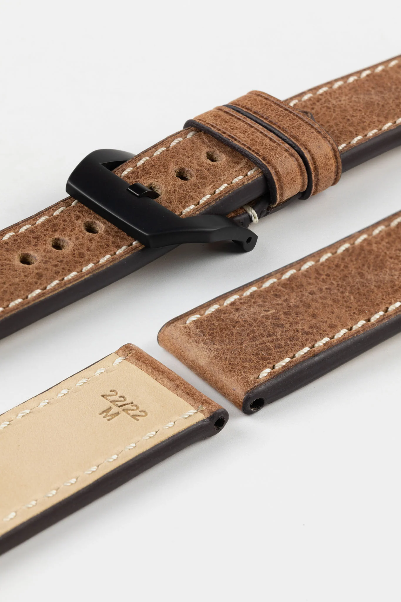 RIOS1931 OXFORD Flat-Padded Vintage Leather Watch Strap in MAHOGANY - Image 15