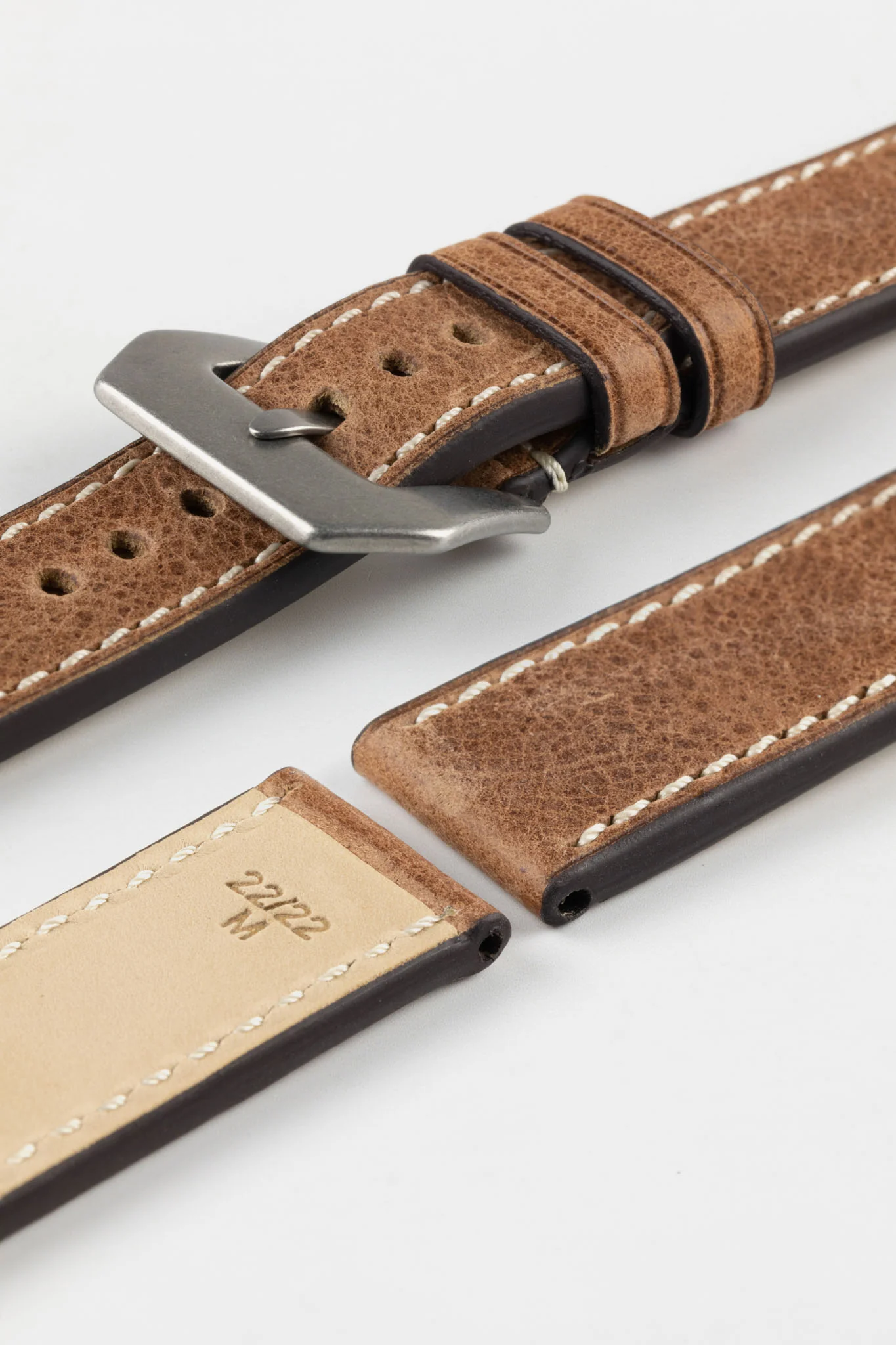 RIOS1931 OXFORD Flat-Padded Vintage Leather Watch Strap in MAHOGANY - Image 16