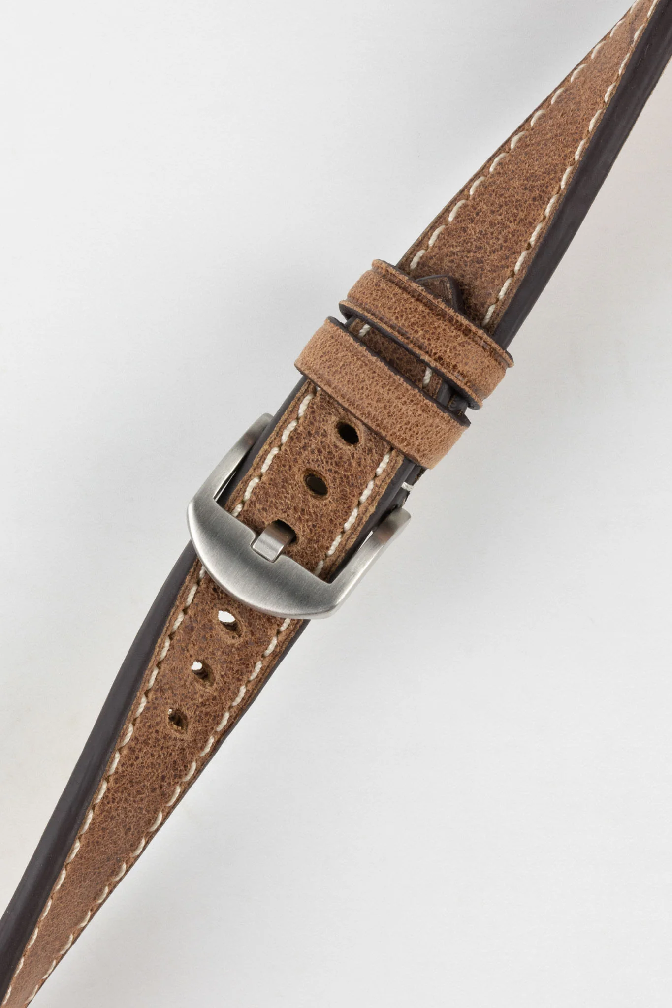 RIOS1931 OXFORD Flat-Padded Vintage Leather Watch Strap in MAHOGANY - Image 5