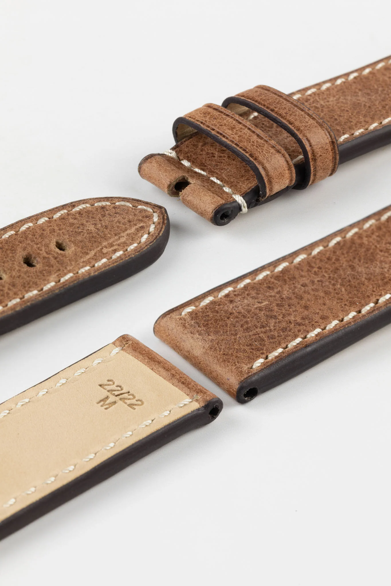 RIOS1931 OXFORD Flat-Padded Vintage Leather Watch Strap in MAHOGANY - Image 7