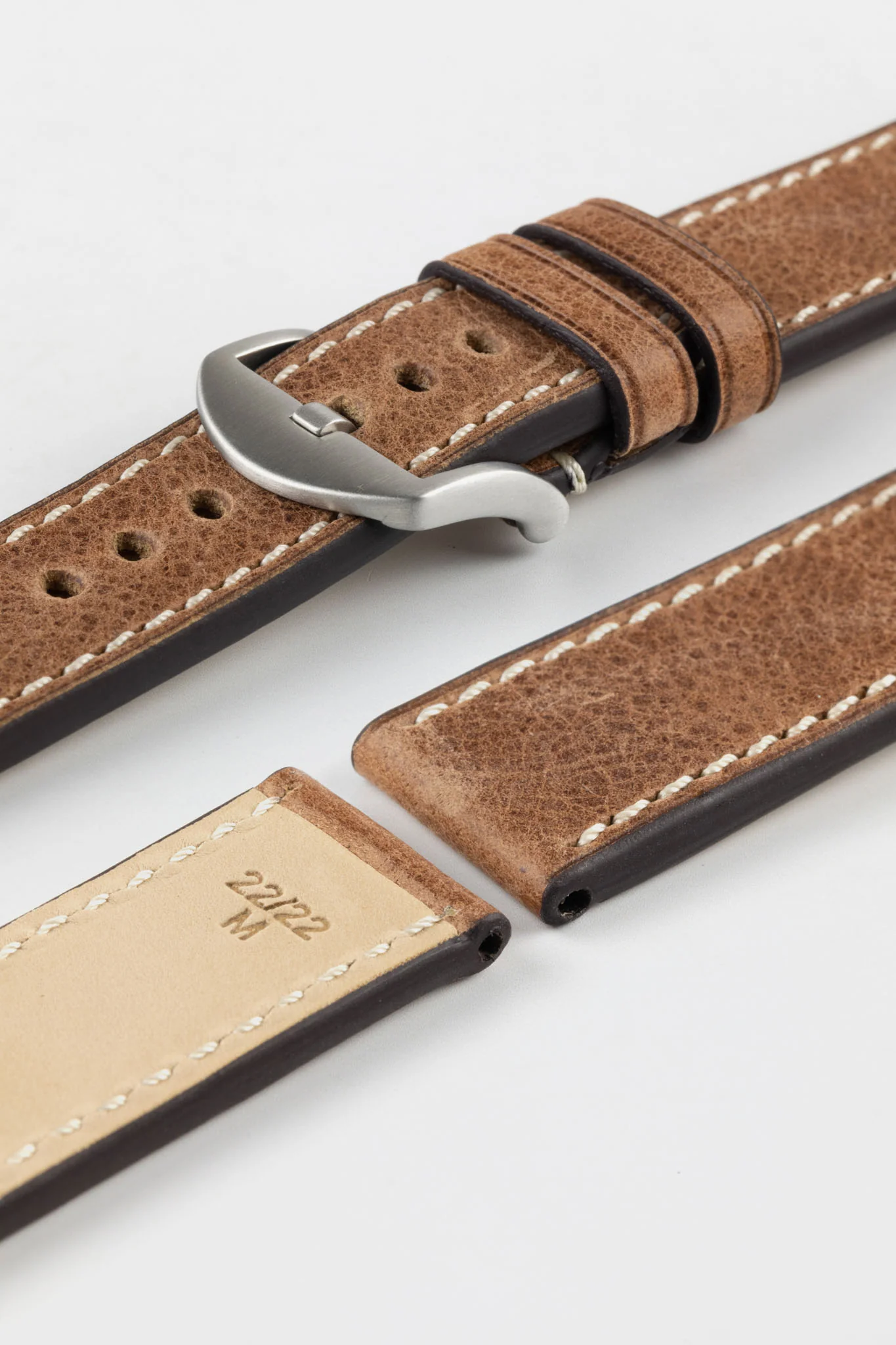 RIOS1931 OXFORD Flat-Padded Vintage Leather Watch Strap in MAHOGANY - Image 9