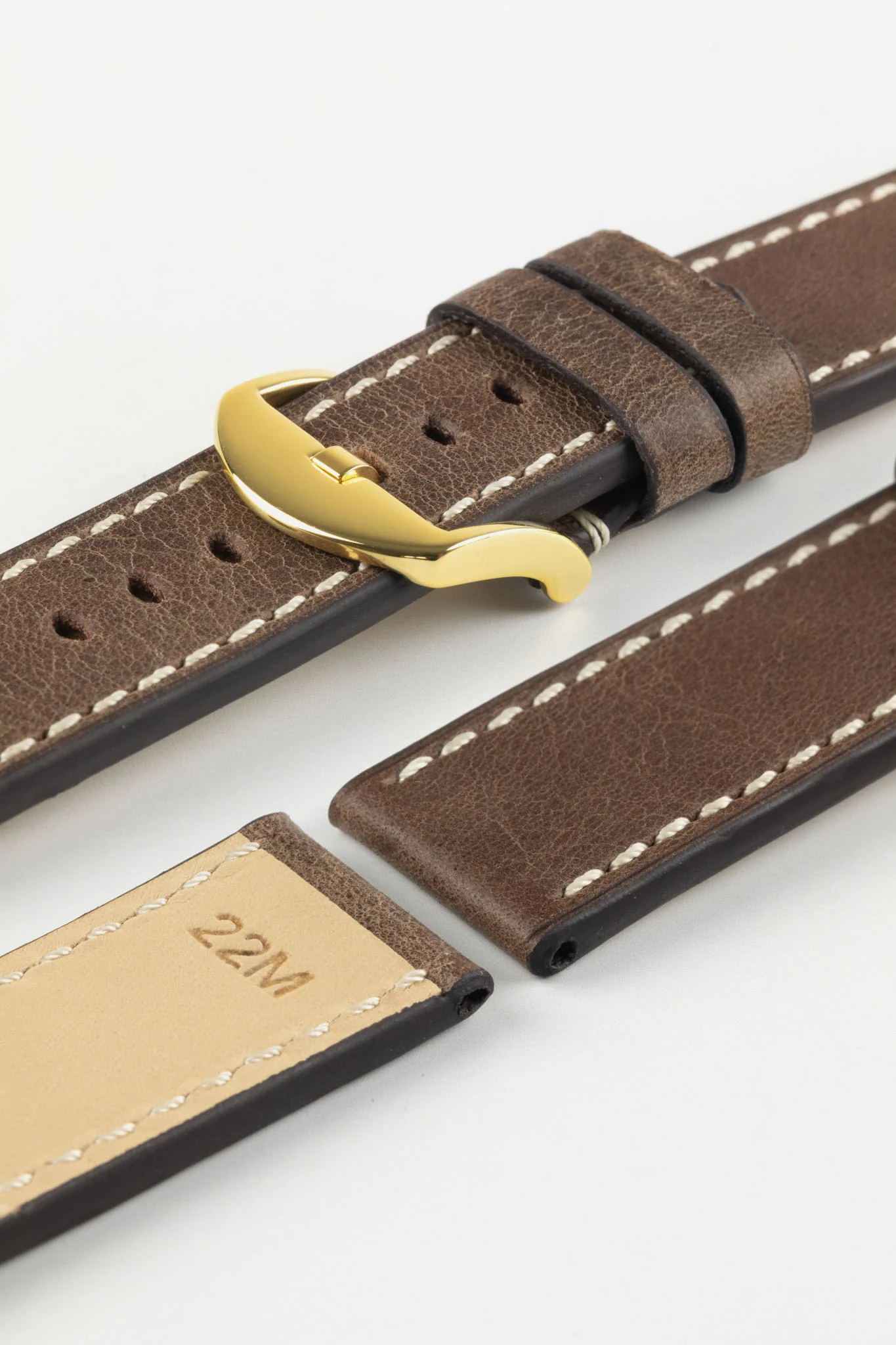 RIOS1931 OXFORD Flat-Padded Vintage Leather Watch Strap in MOCHA - Image 10