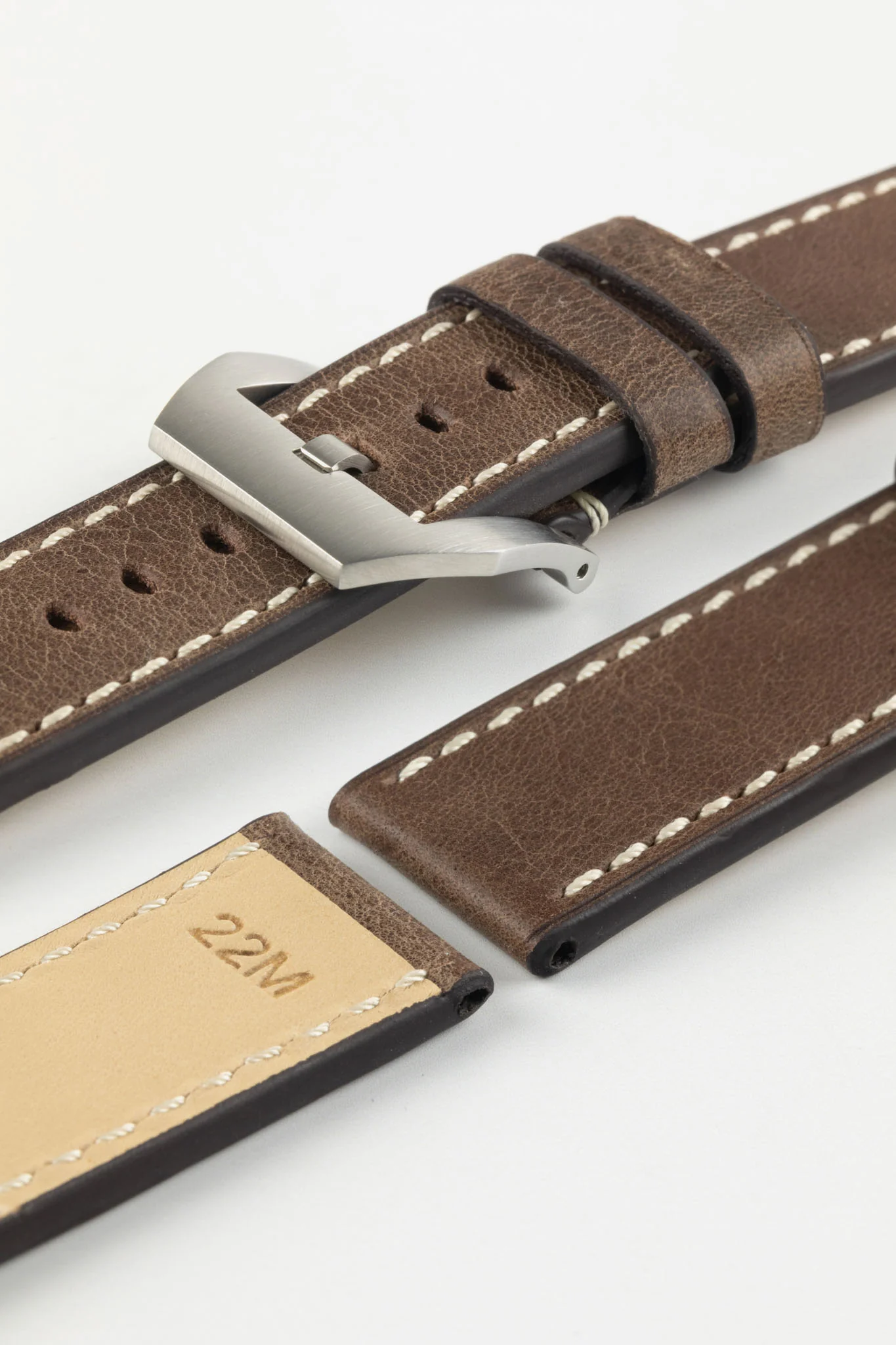 RIOS1931 OXFORD Flat-Padded Vintage Leather Watch Strap in MOCHA - Image 12