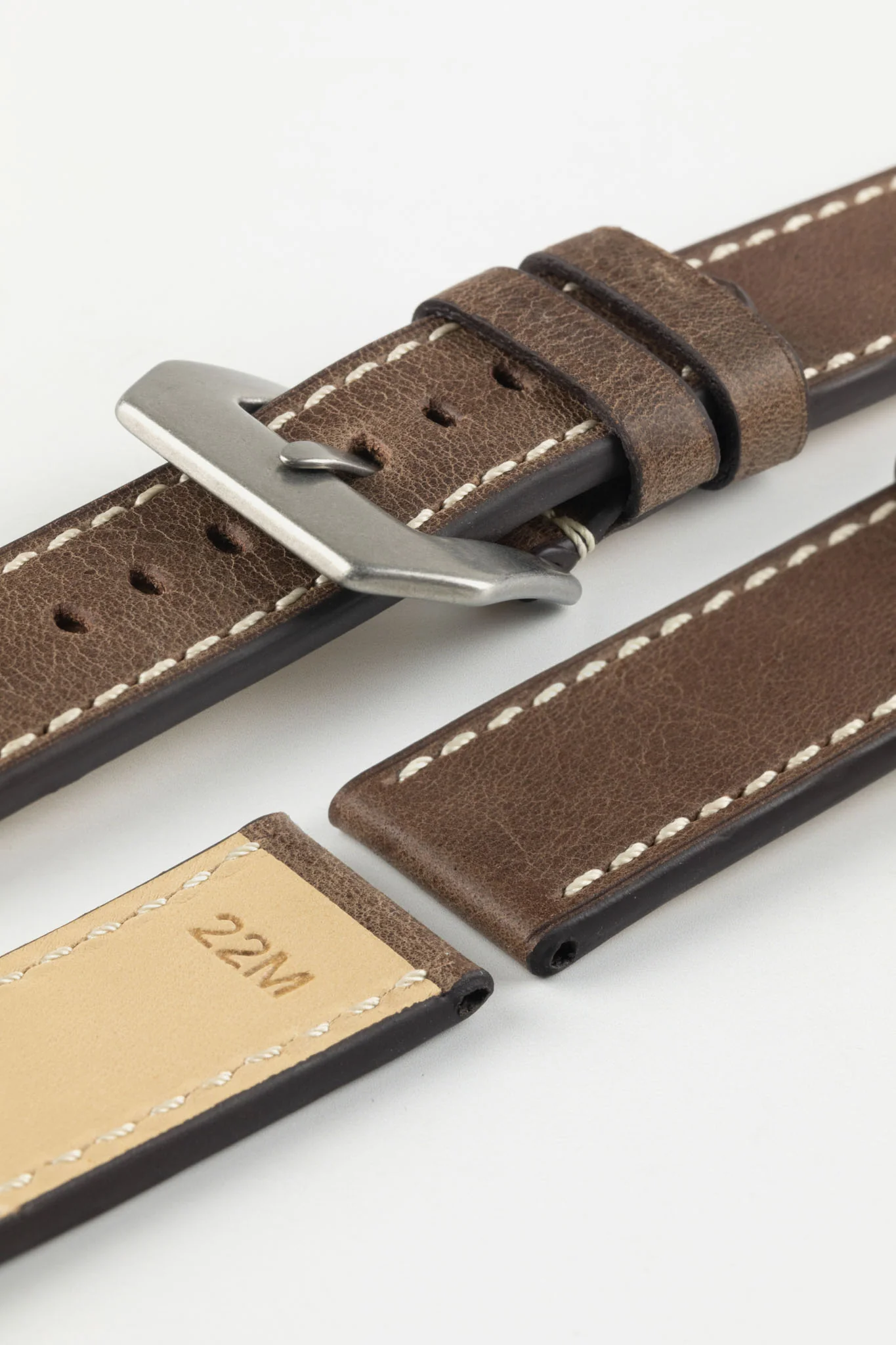 RIOS1931 OXFORD Flat-Padded Vintage Leather Watch Strap in MOCHA - Image 13
