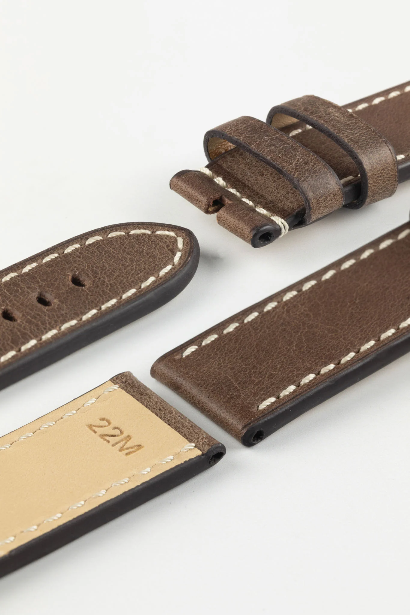 RIOS1931 OXFORD Flat-Padded Vintage Leather Watch Strap in MOCHA - Image 7