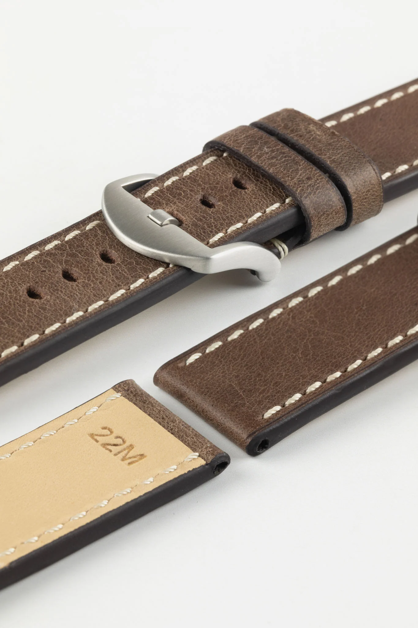 RIOS1931 OXFORD Flat-Padded Vintage Leather Watch Strap in MOCHA - Image 8