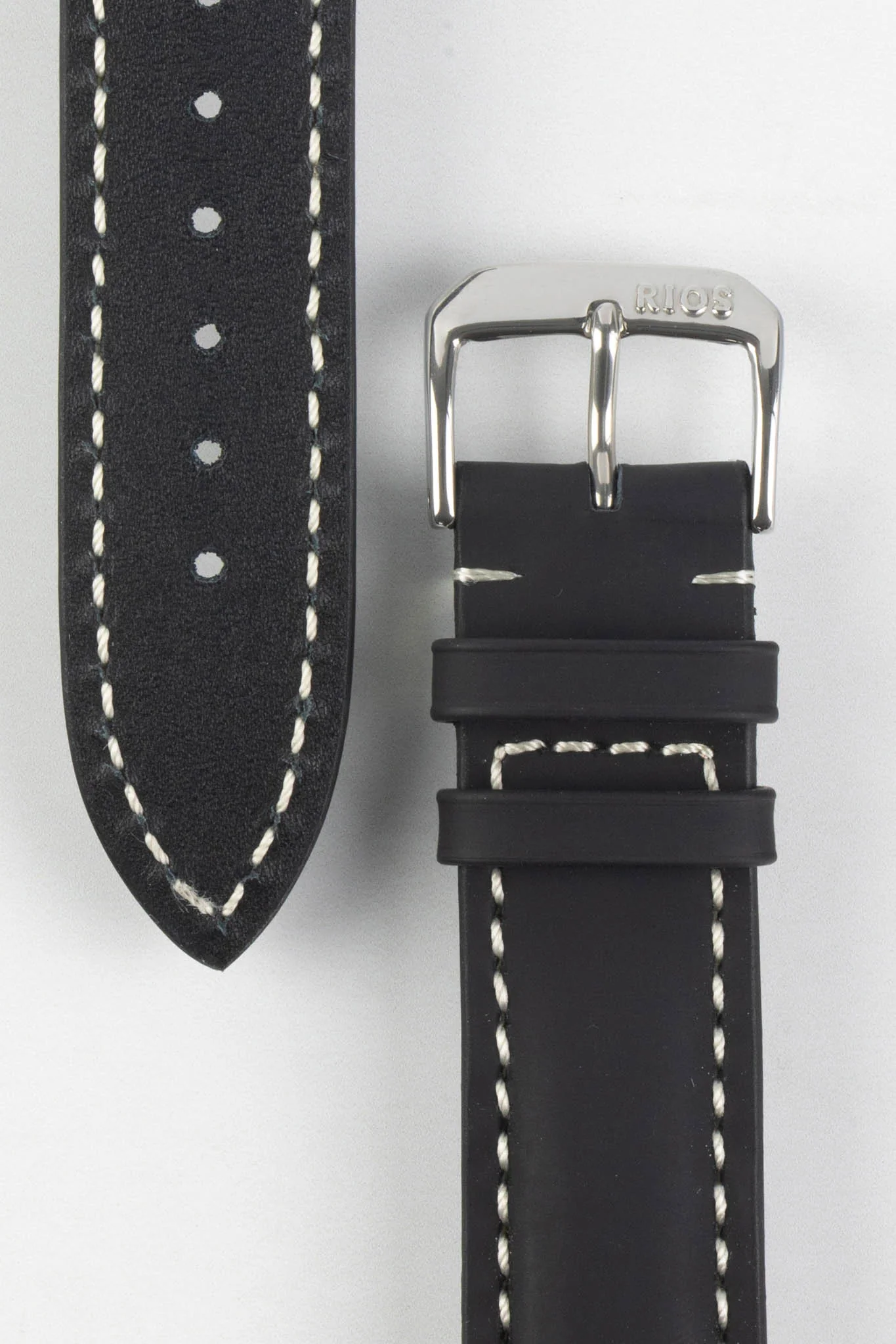 RIOS1931 POLO Water Resistant Cow Leather Watch Strap in BLACK - Image 2