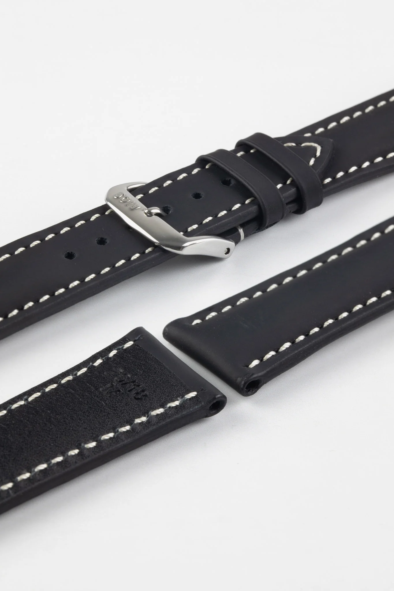 RIOS1931 POLO Water Resistant Cow Leather Watch Strap in BLACK - Image 4