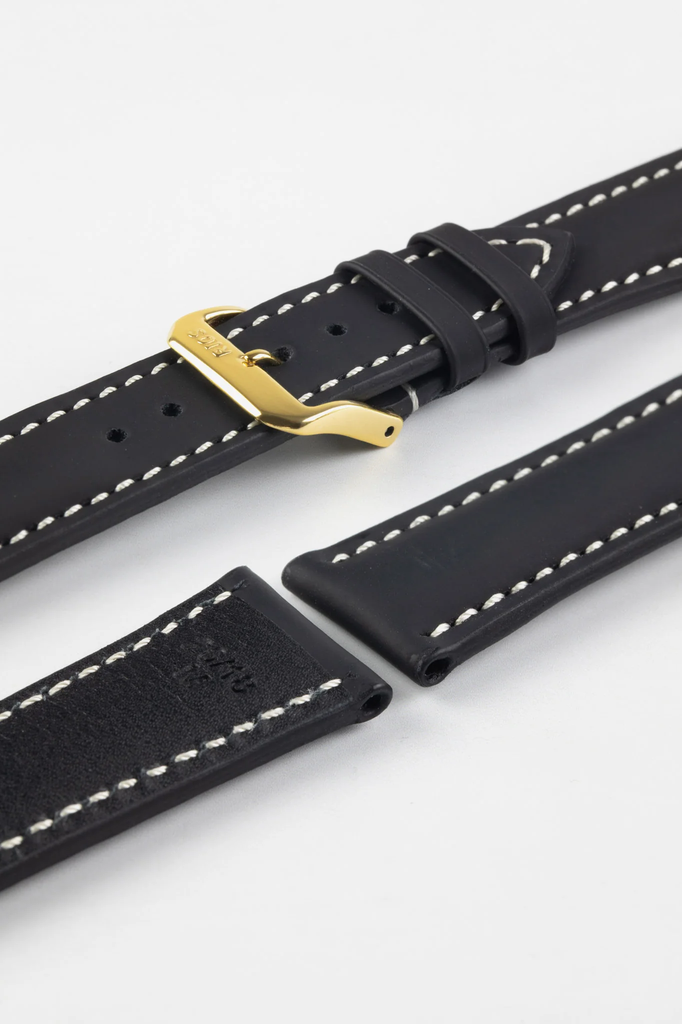 RIOS1931 POLO Water Resistant Cow Leather Watch Strap in BLACK - Image 5