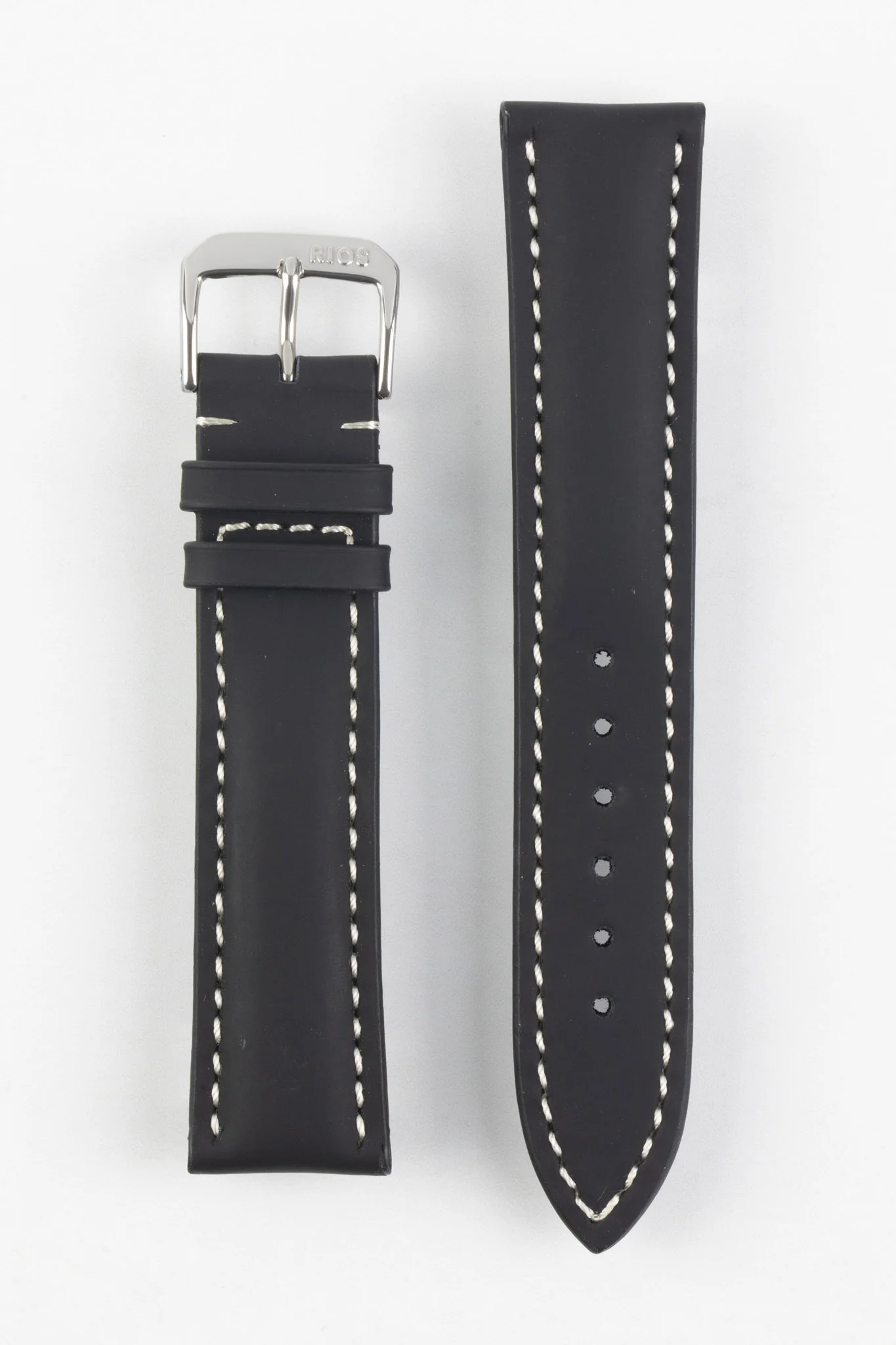 RIOS1931 POLO Water Resistant Cow Leather Watch Strap in BLACK - Image 6