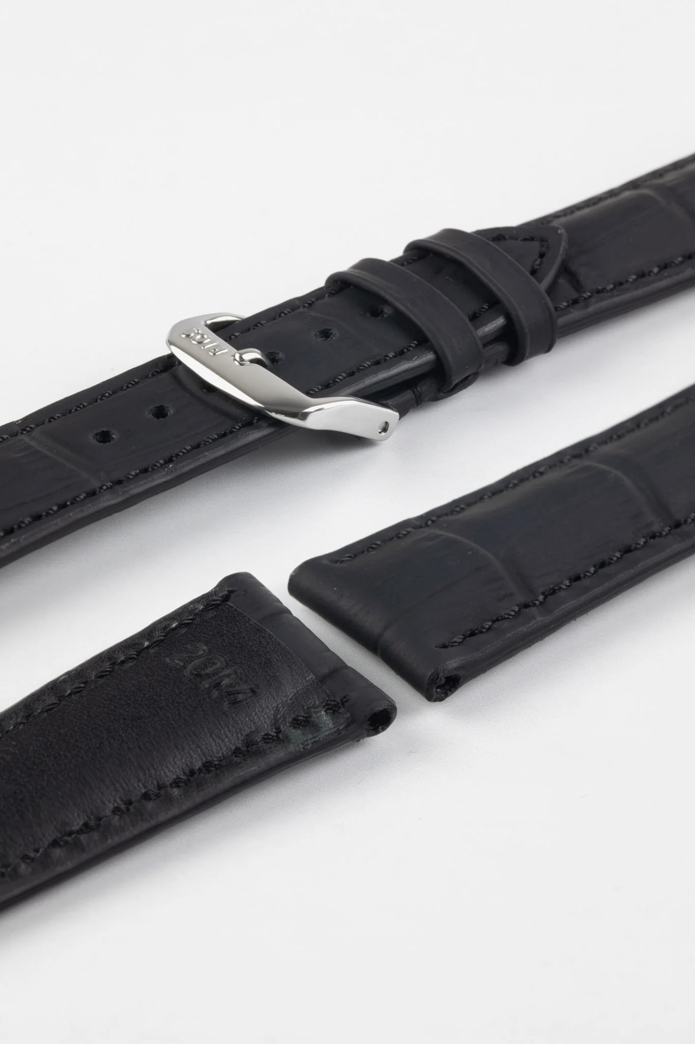 RIOS1931 POWER Water Resistant Alligator-Embossed Leather Watch Strap in BLACK - Image 4