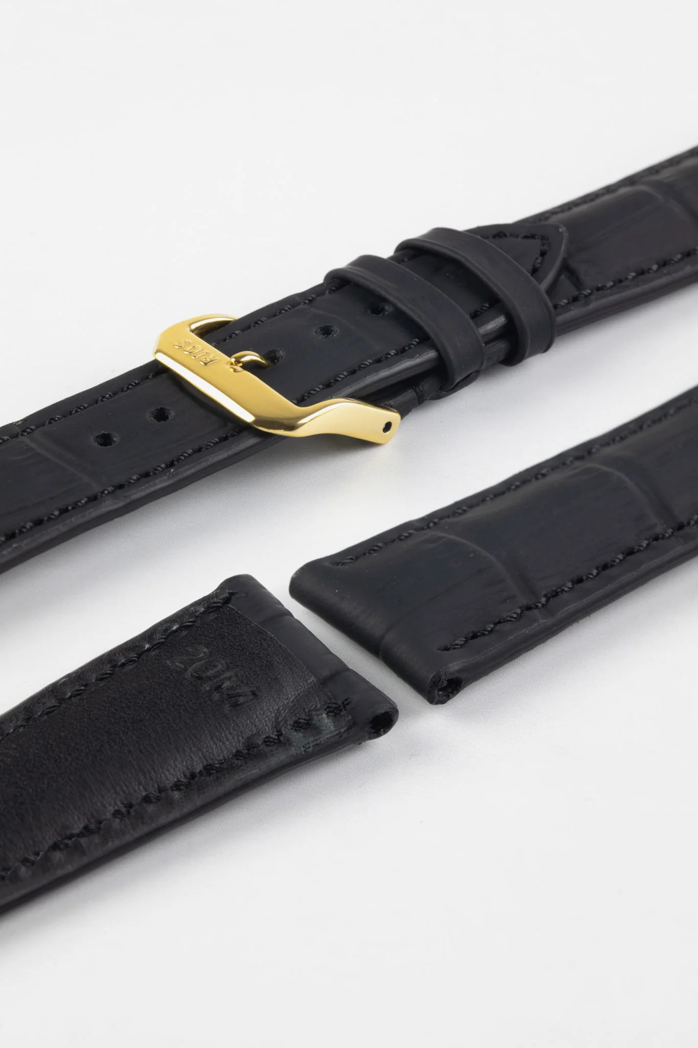 RIOS1931 POWER Water Resistant Alligator-Embossed Leather Watch Strap in BLACK - Image 5