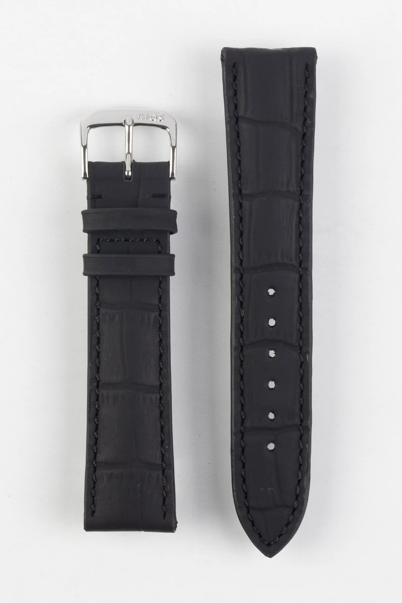 RIOS1931 POWER Water Resistant Alligator-Embossed Leather Watch Strap in BLACK - Image 6