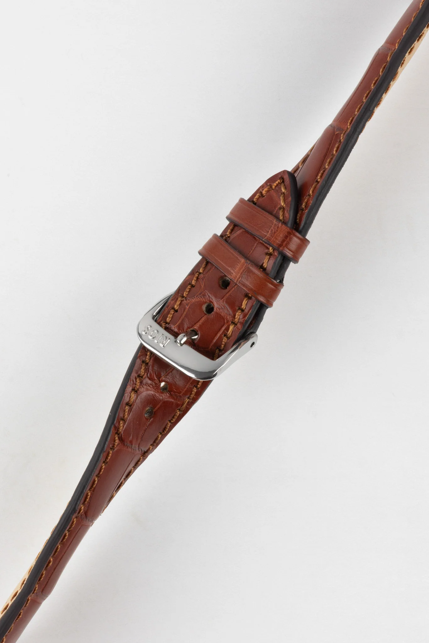 RIOS1931 PRESIDENT Genuine Alligator Round-Padding Watch Strap in MAHOGANY - Image 5