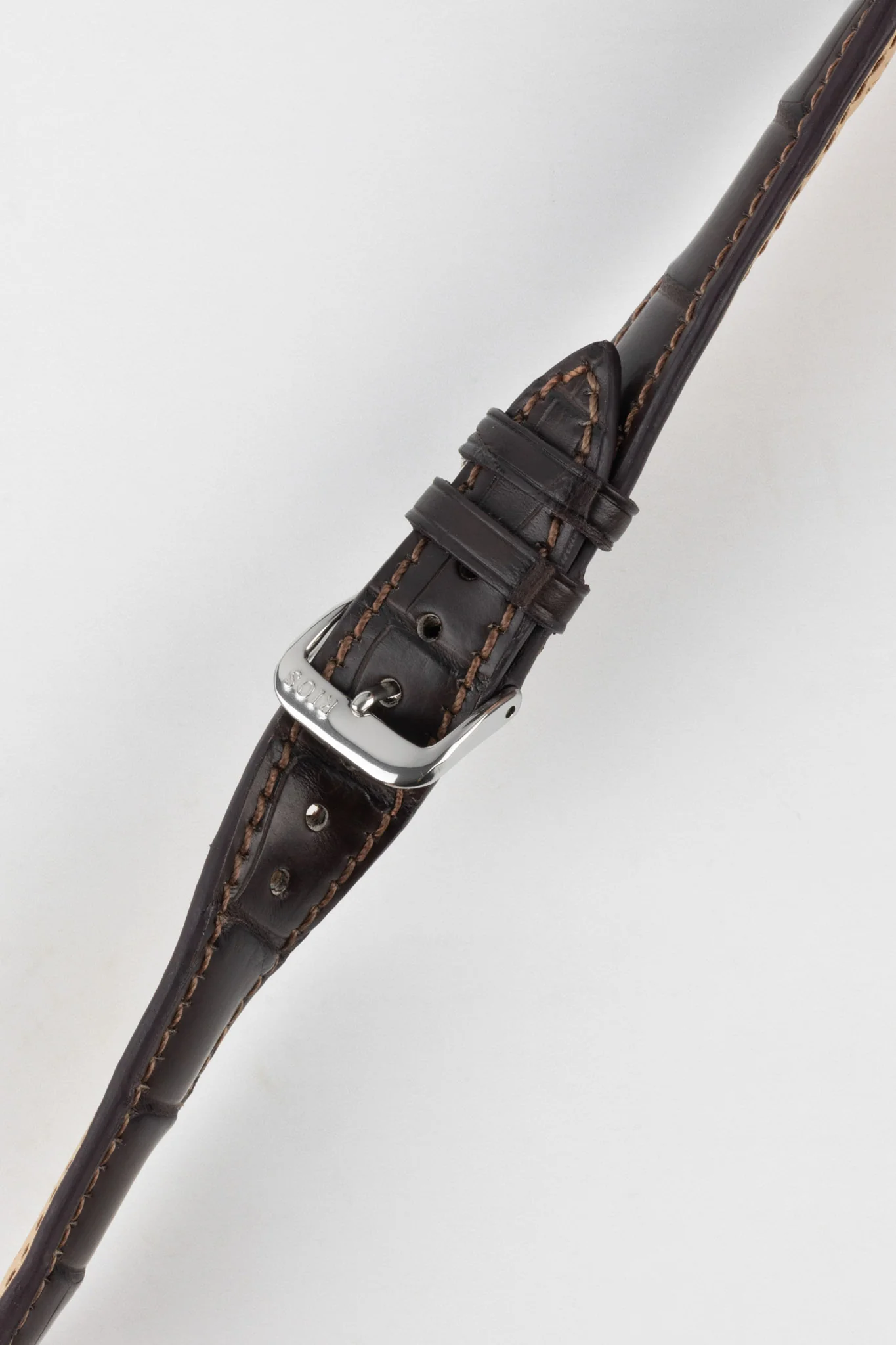 RIOS1931 PRESIDENT Genuine Alligator Round-Padding Watch Strap in MOCHA - Image 5