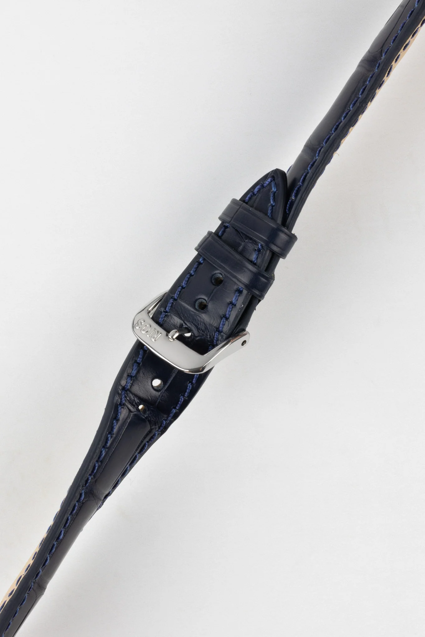 RIOS1931 PRESIDENT Genuine Alligator Round-Padding Watch Strap in OCEAN BLUE - Image 5