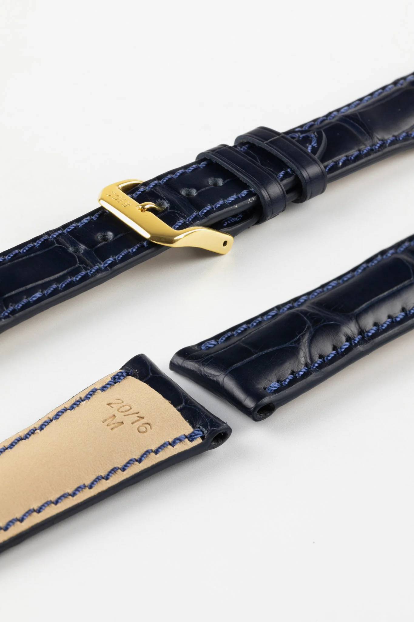 RIOS1931 PRESIDENT Genuine Alligator Round-Padding Watch Strap in OCEAN BLUE - Image 8