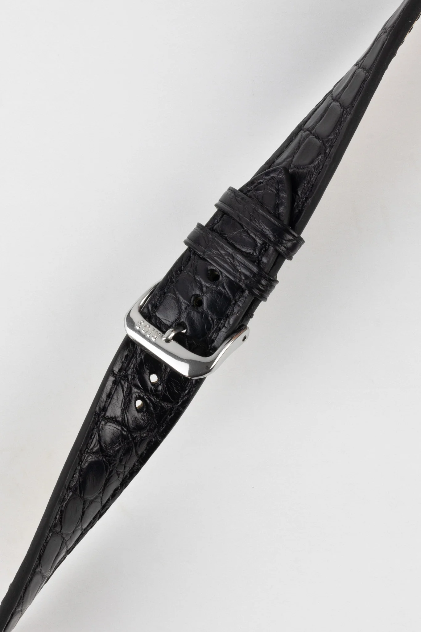 RIOS1931 PRESTIGE Genuine Alligator Flank Watch Strap in BLACK - Image 5
